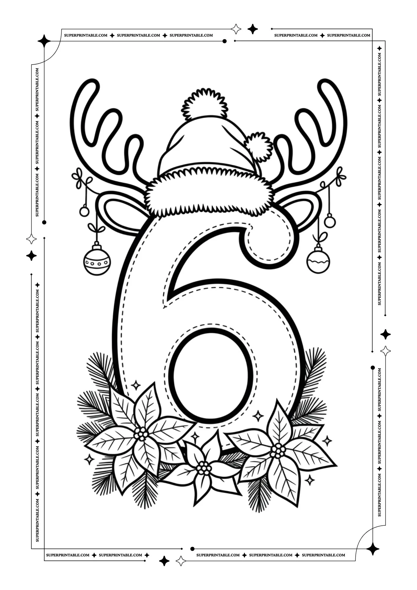 Christmas Decor Number Coloring Pages 7