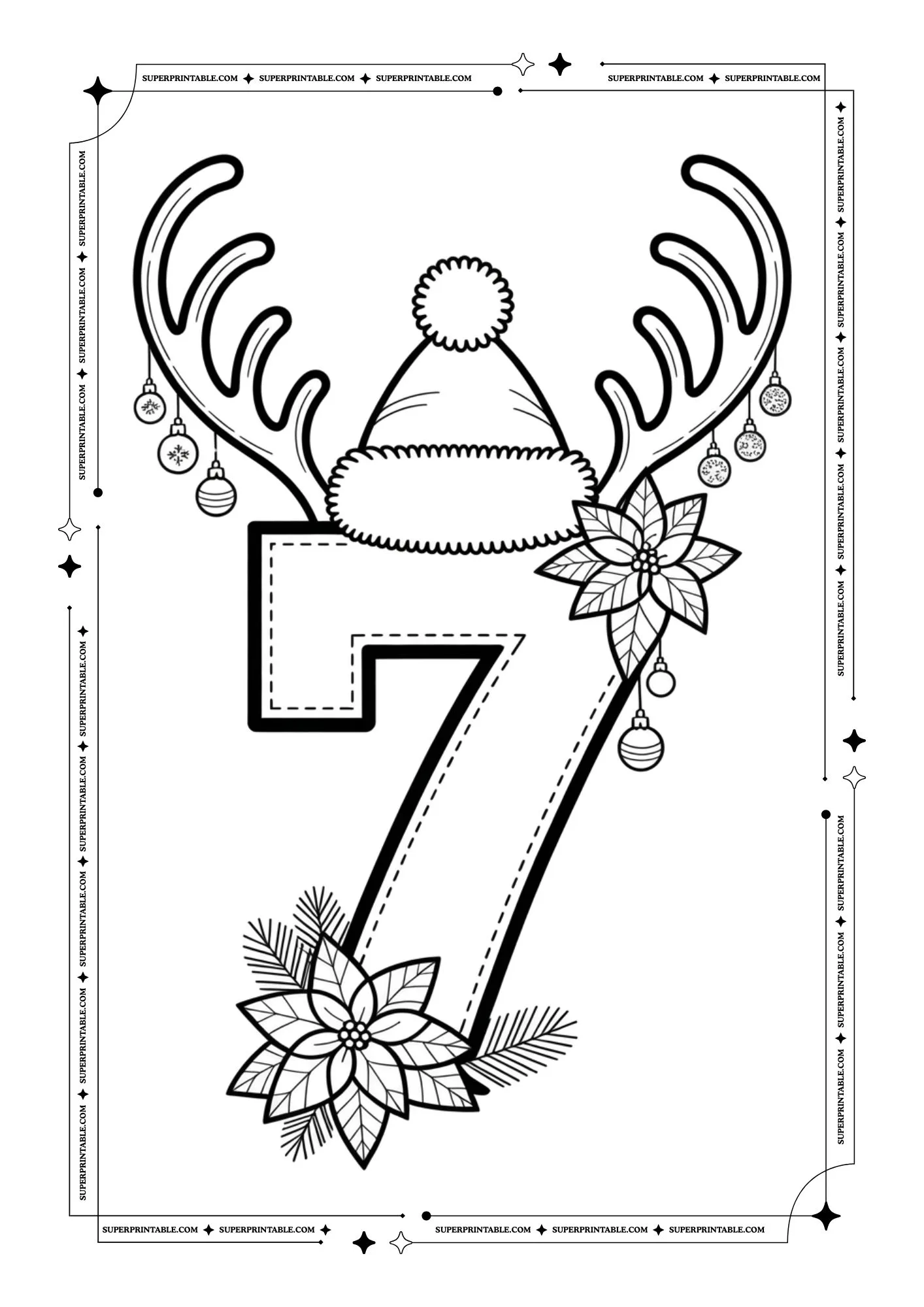Christmas Decor Number Coloring Pages 8