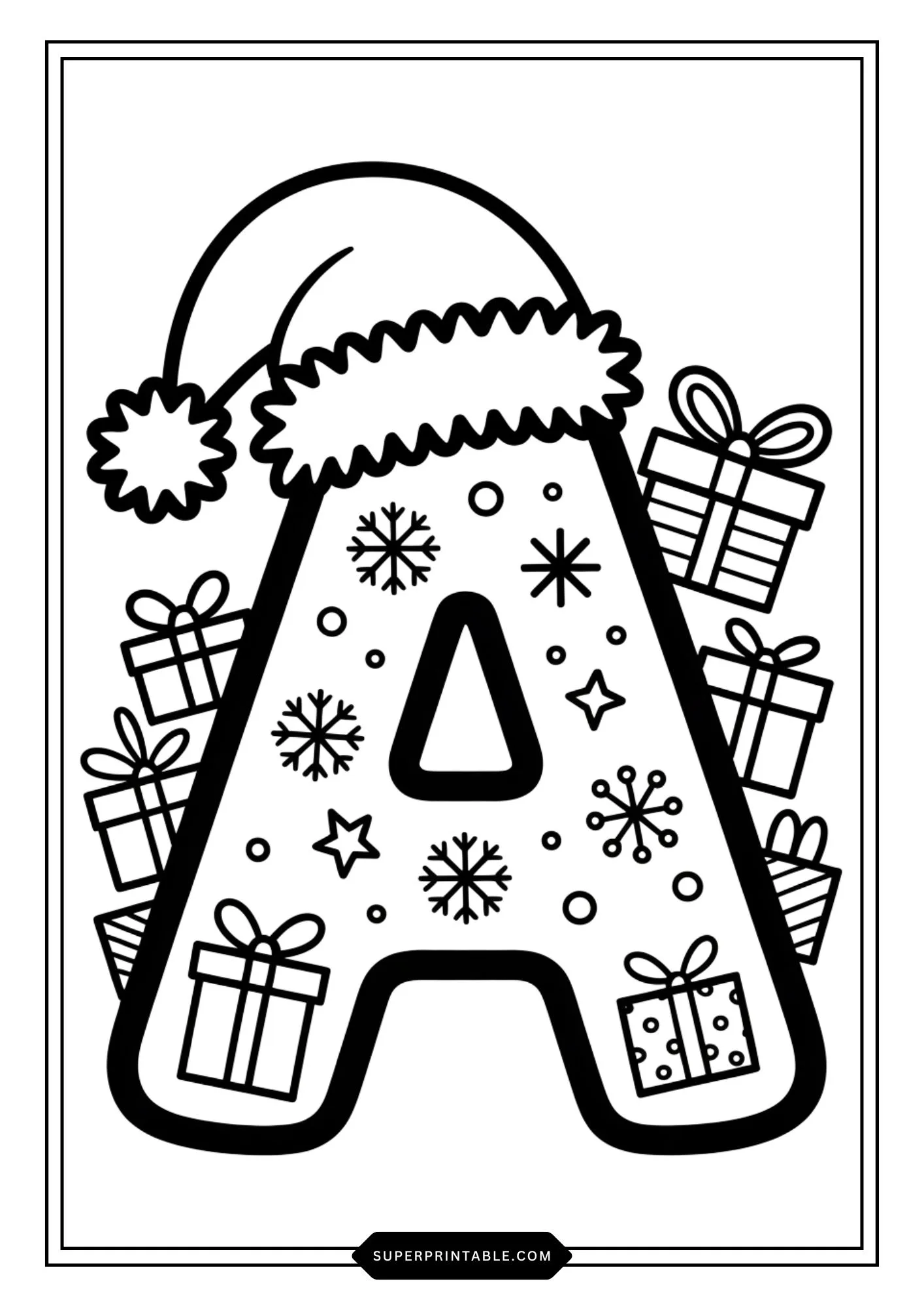 Christmas Gift Alphabet Coloring Pages For Kids 1