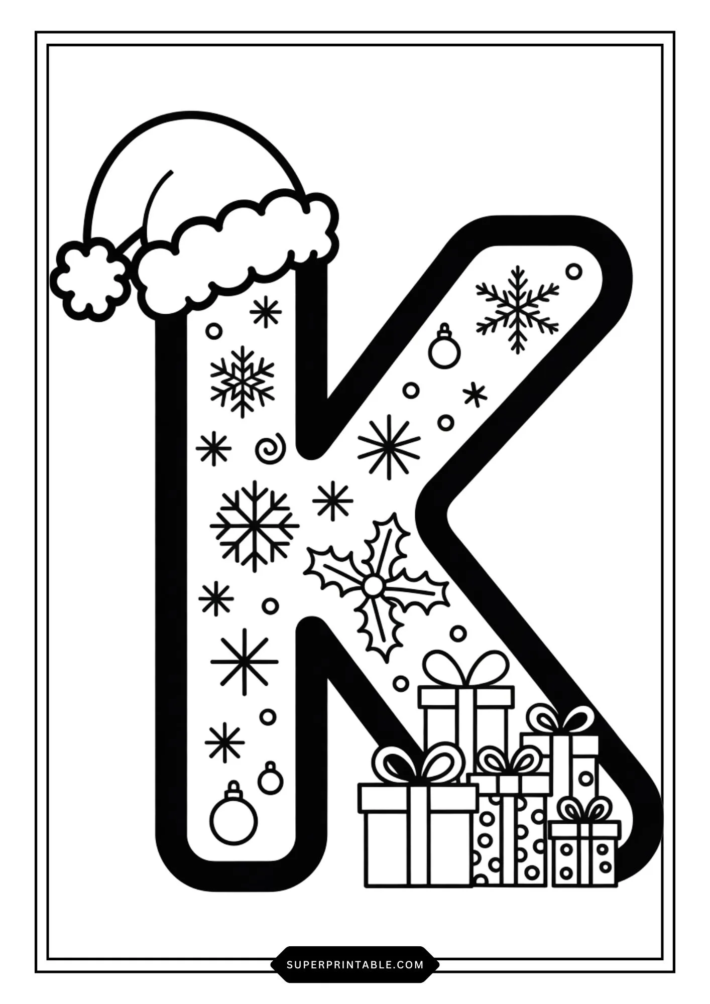 Christmas Gift Alphabet Coloring Pages For Kids 11