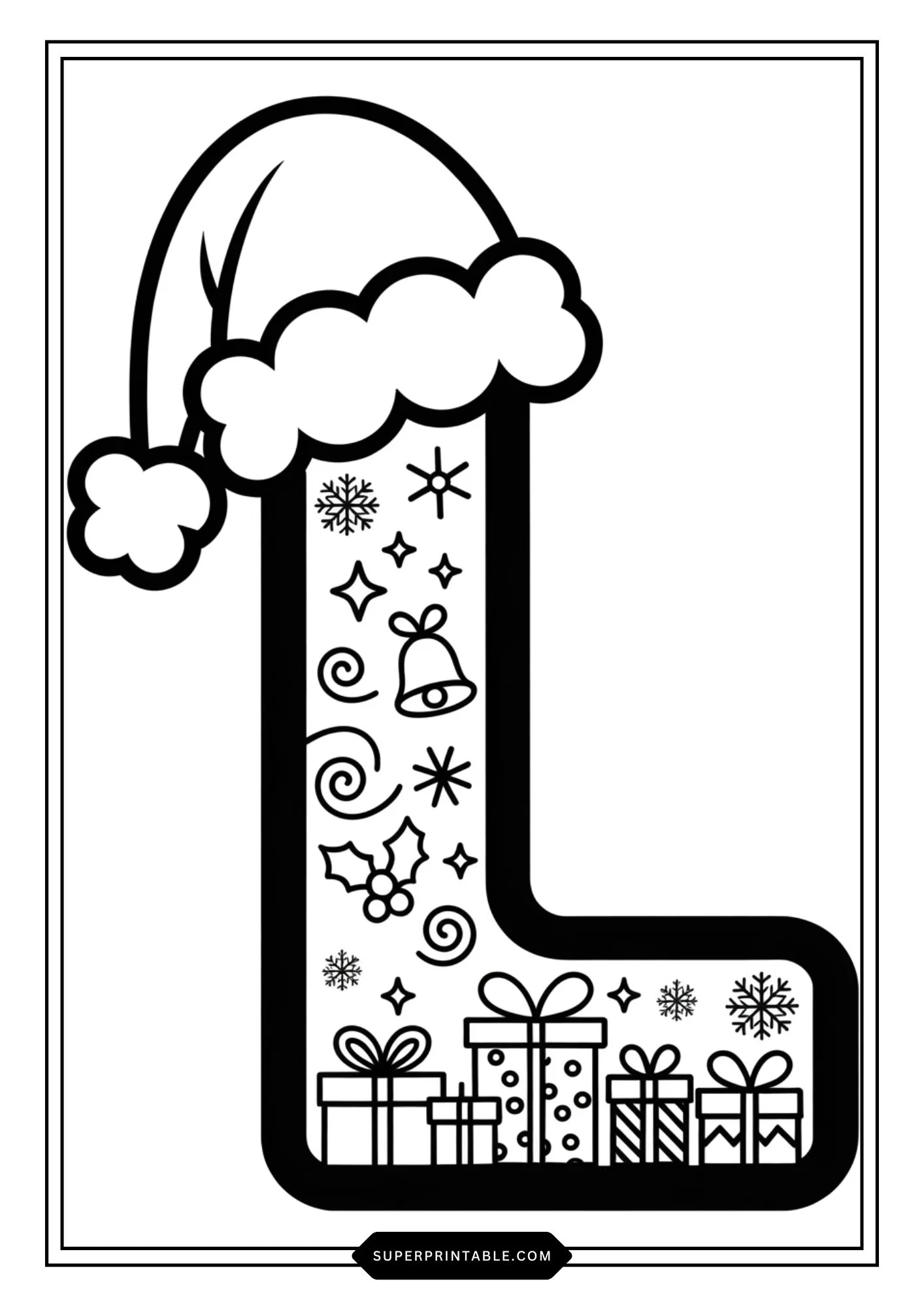 Christmas Gift Alphabet Coloring Pages For Kids 12