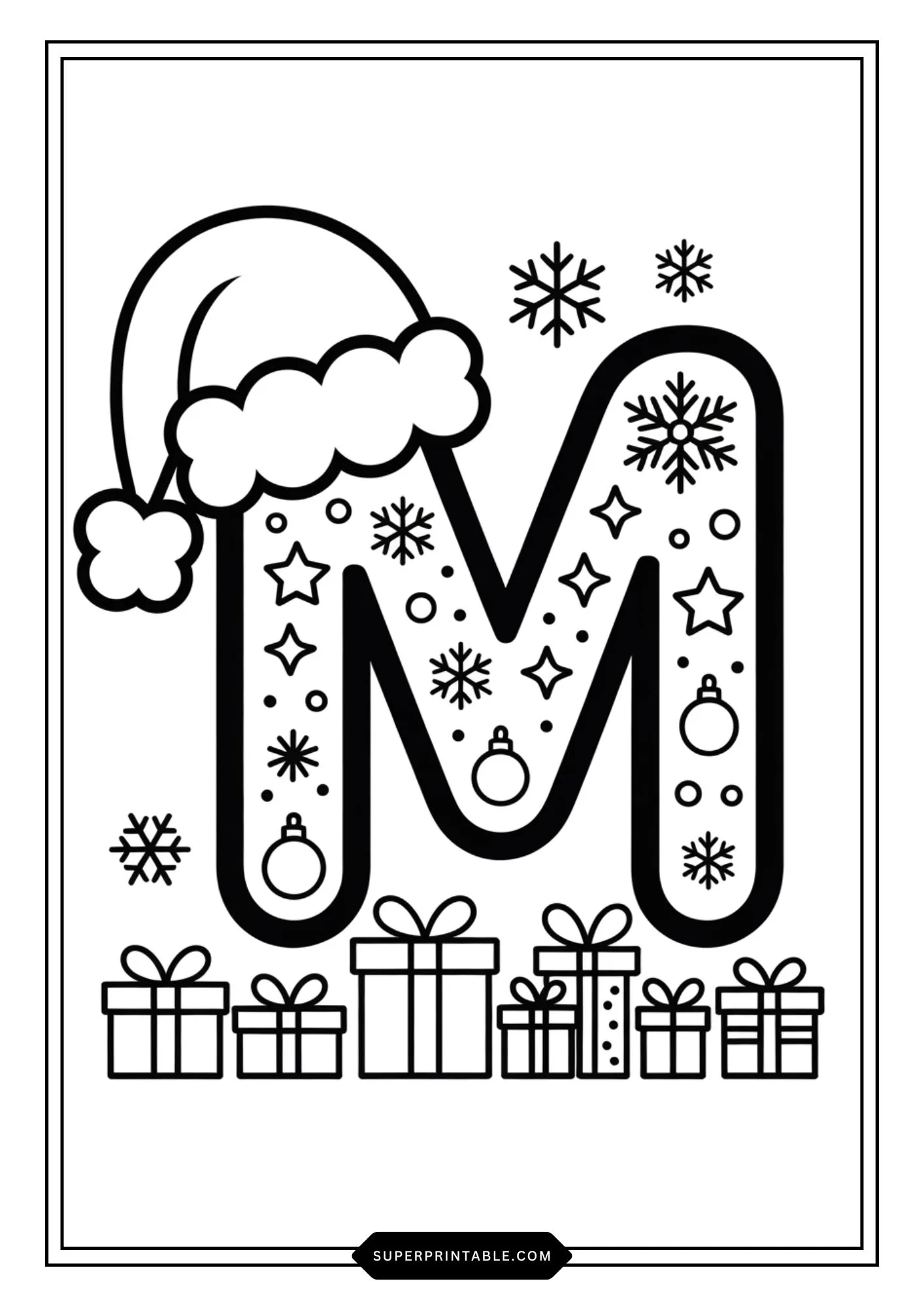 Christmas Gift Alphabet Coloring Pages For Kids 13