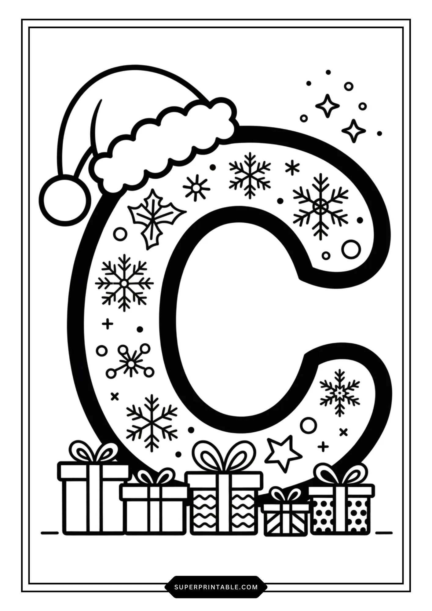 Christmas Gift Alphabet Coloring Pages For Kids 3