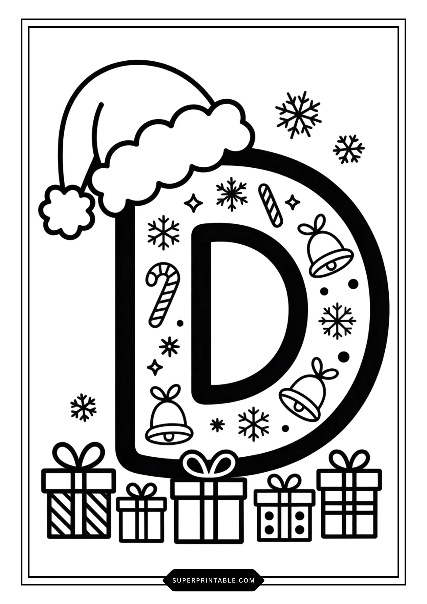 Christmas Gift Alphabet Coloring Pages For Kids 4