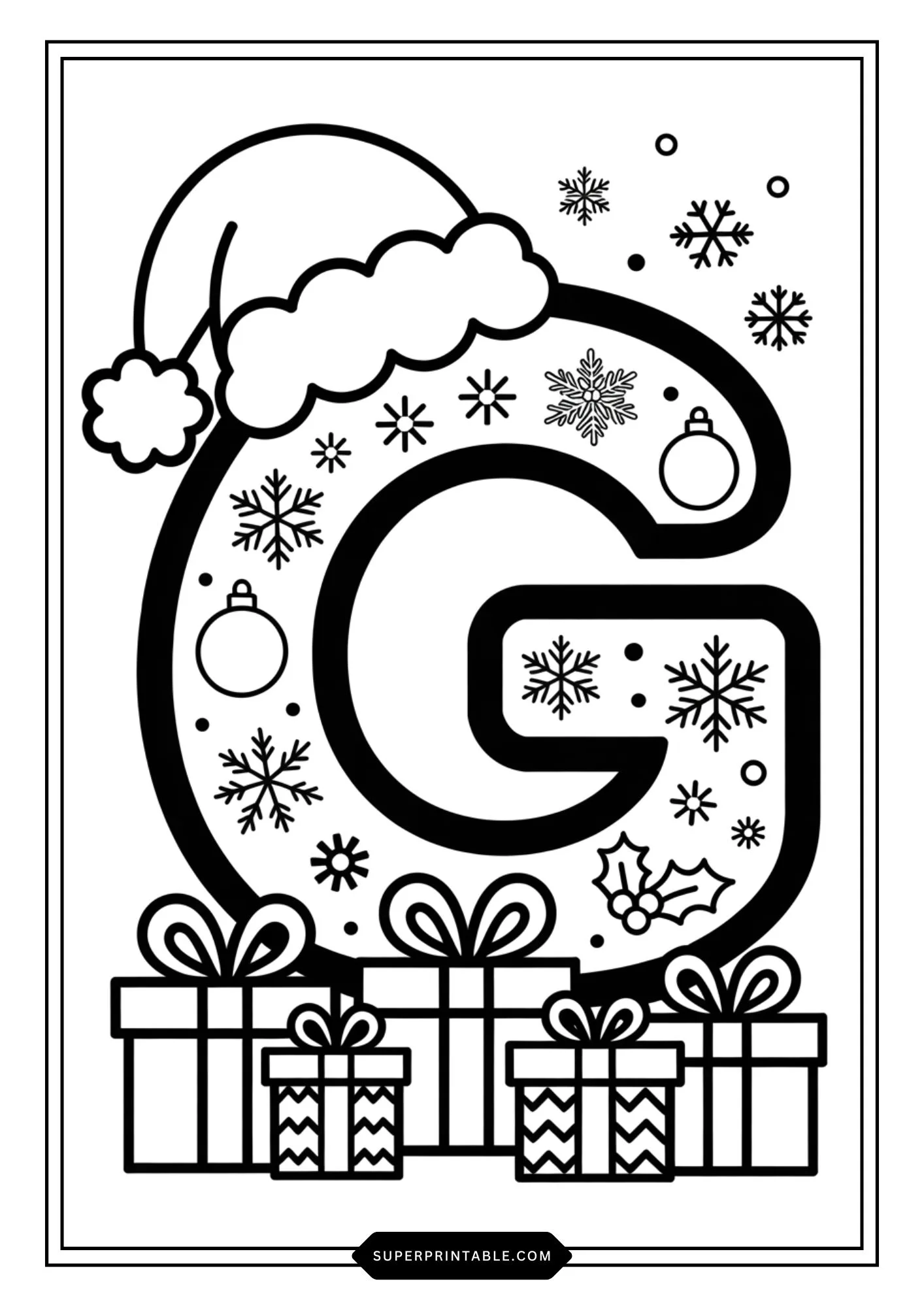 Christmas Gift Alphabet Coloring Pages For Kids 7