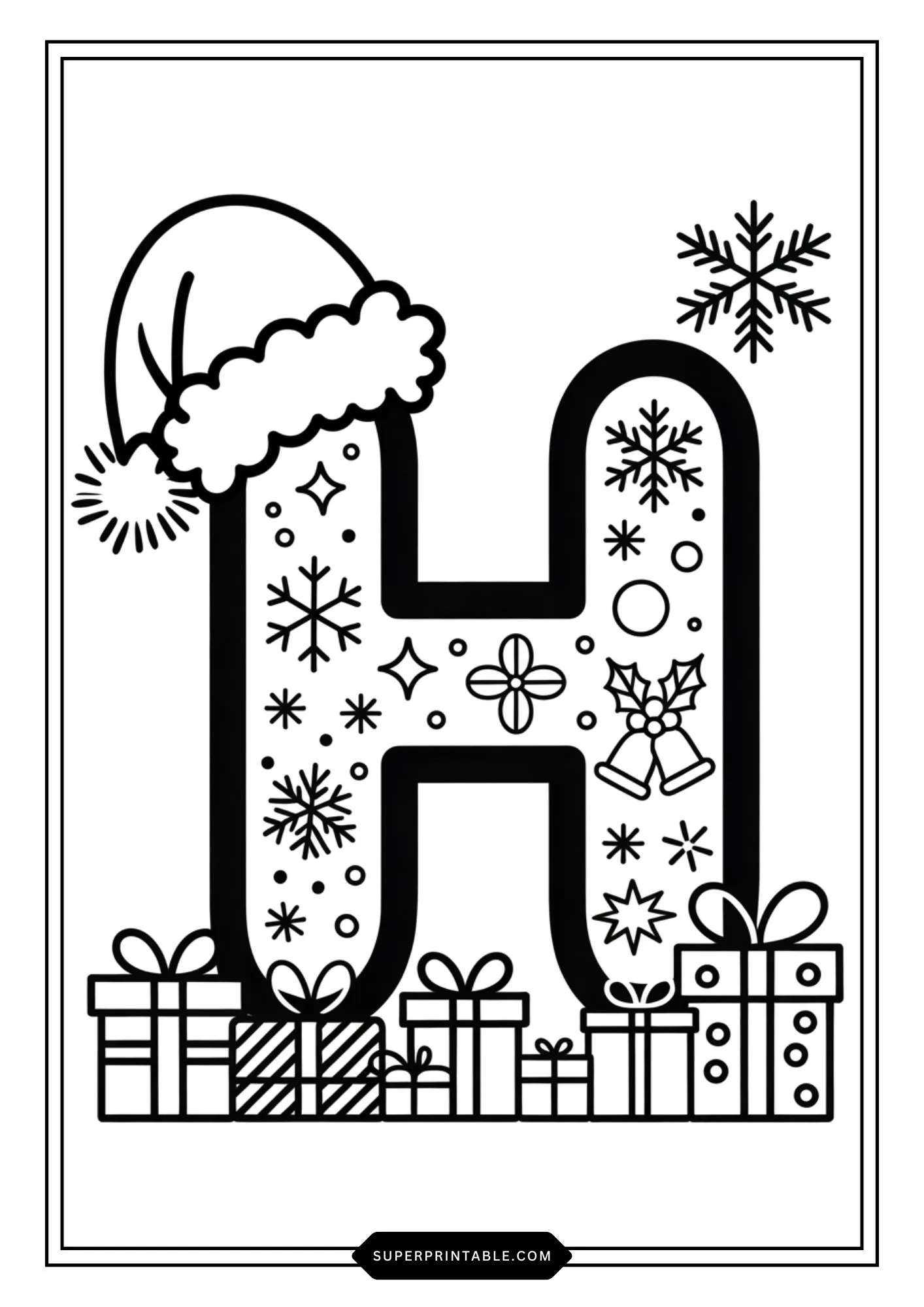 Christmas Gift Alphabet Coloring Pages For Kids 8