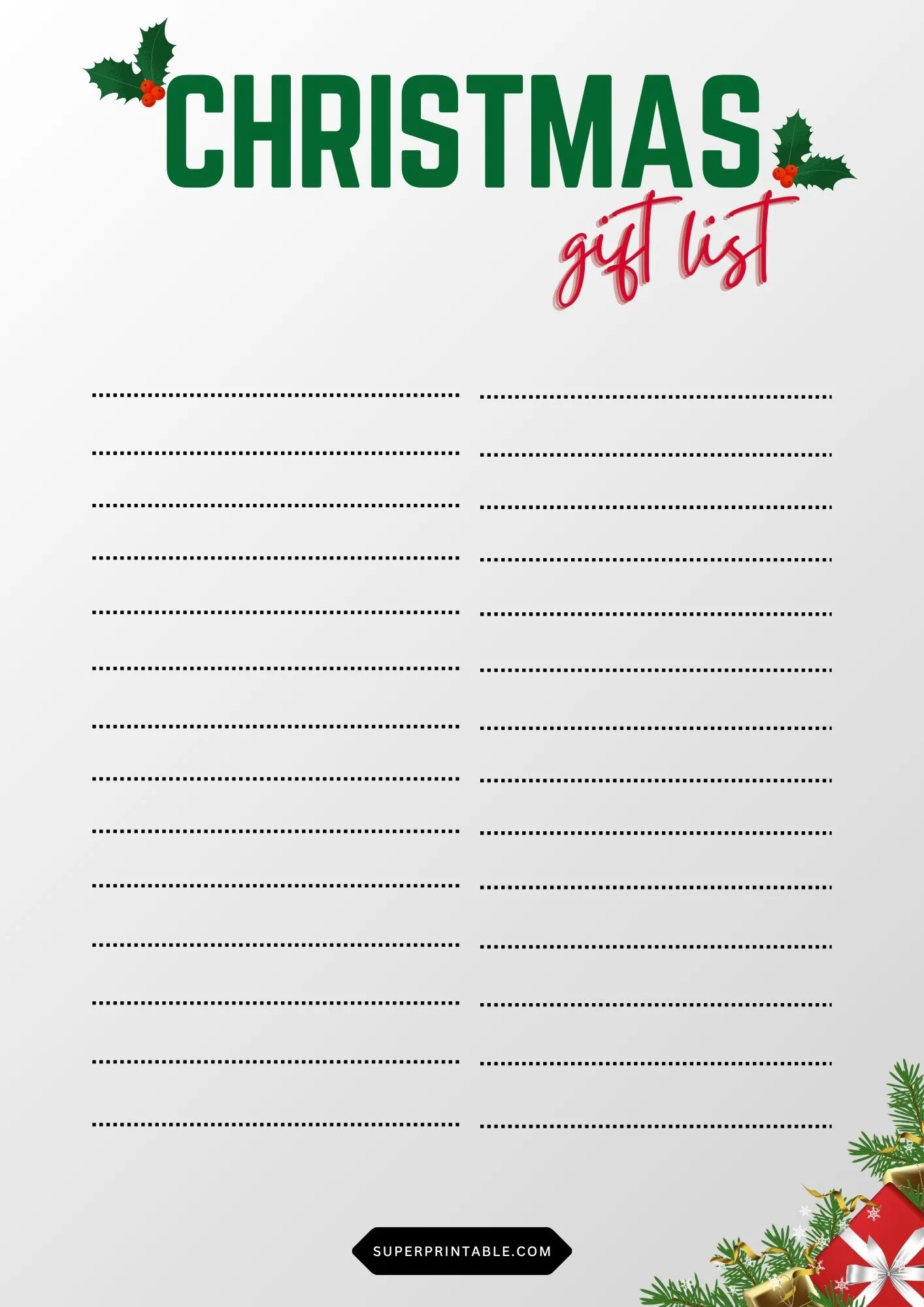 Christmas Gift List 3