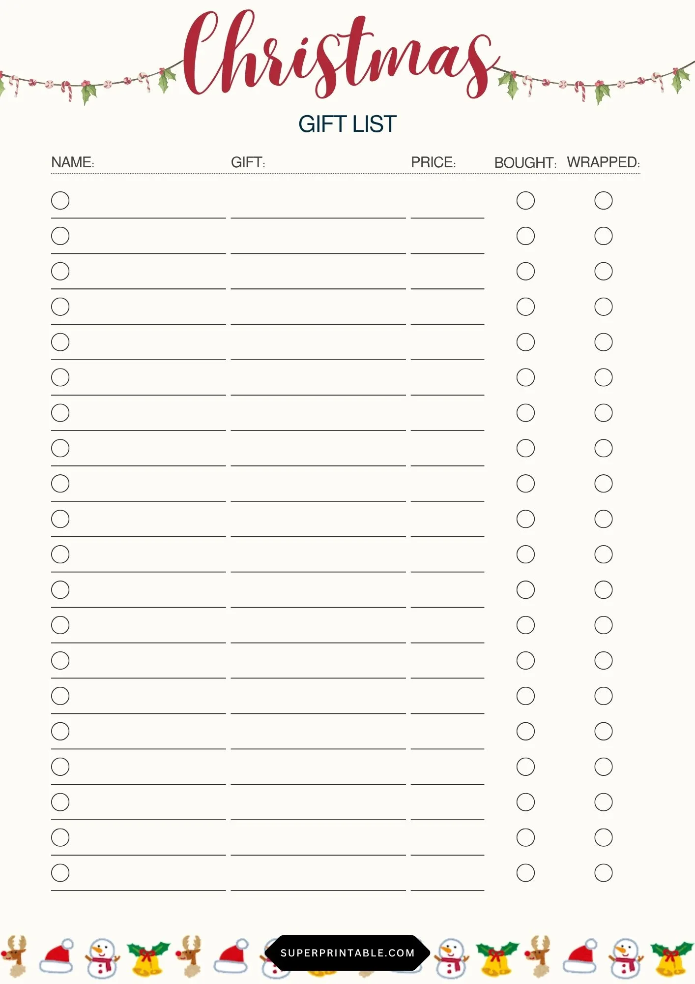 Christmas Gift List 5
