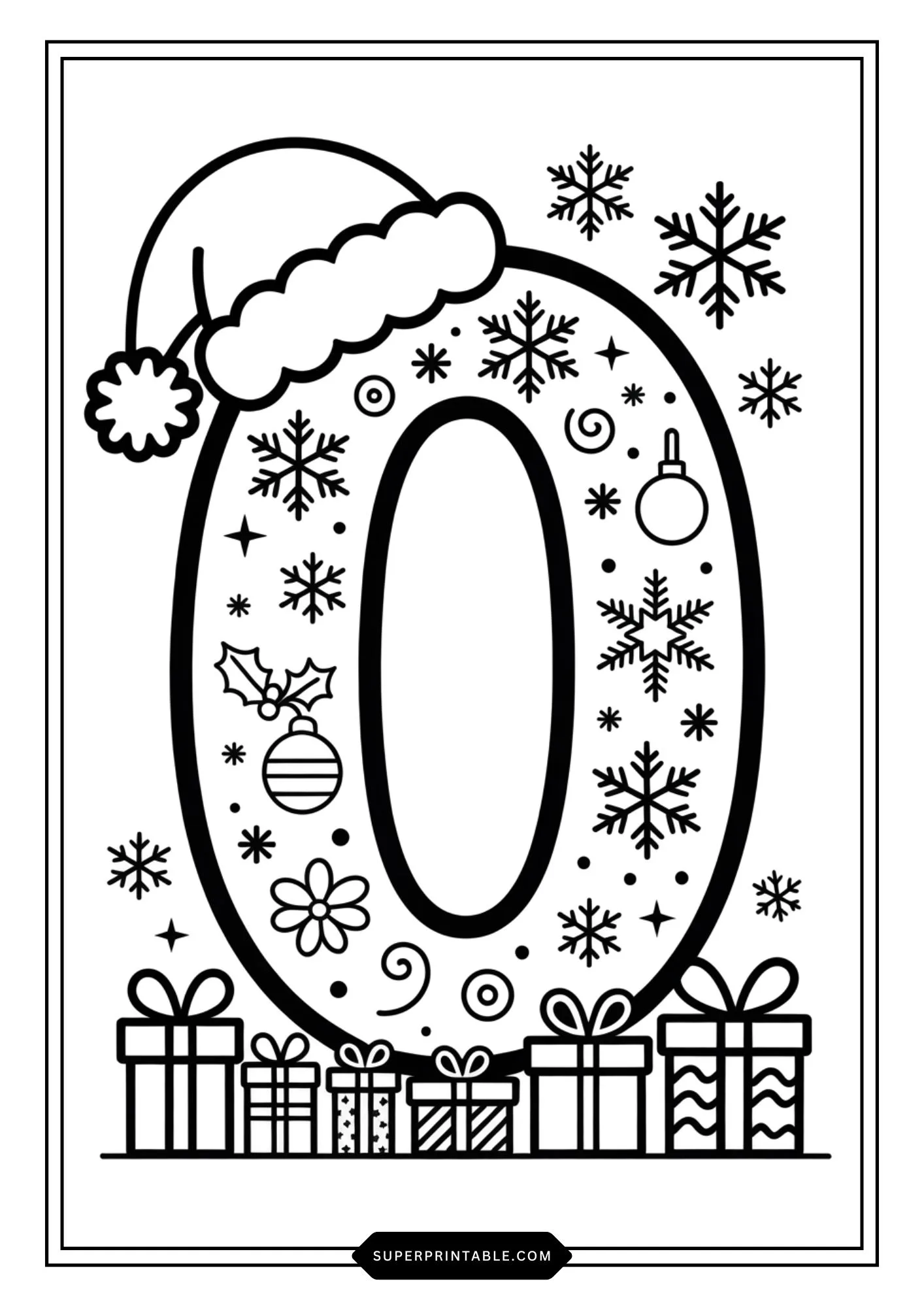 Christmas Gift Numbers Coloring Pages For Kids 1