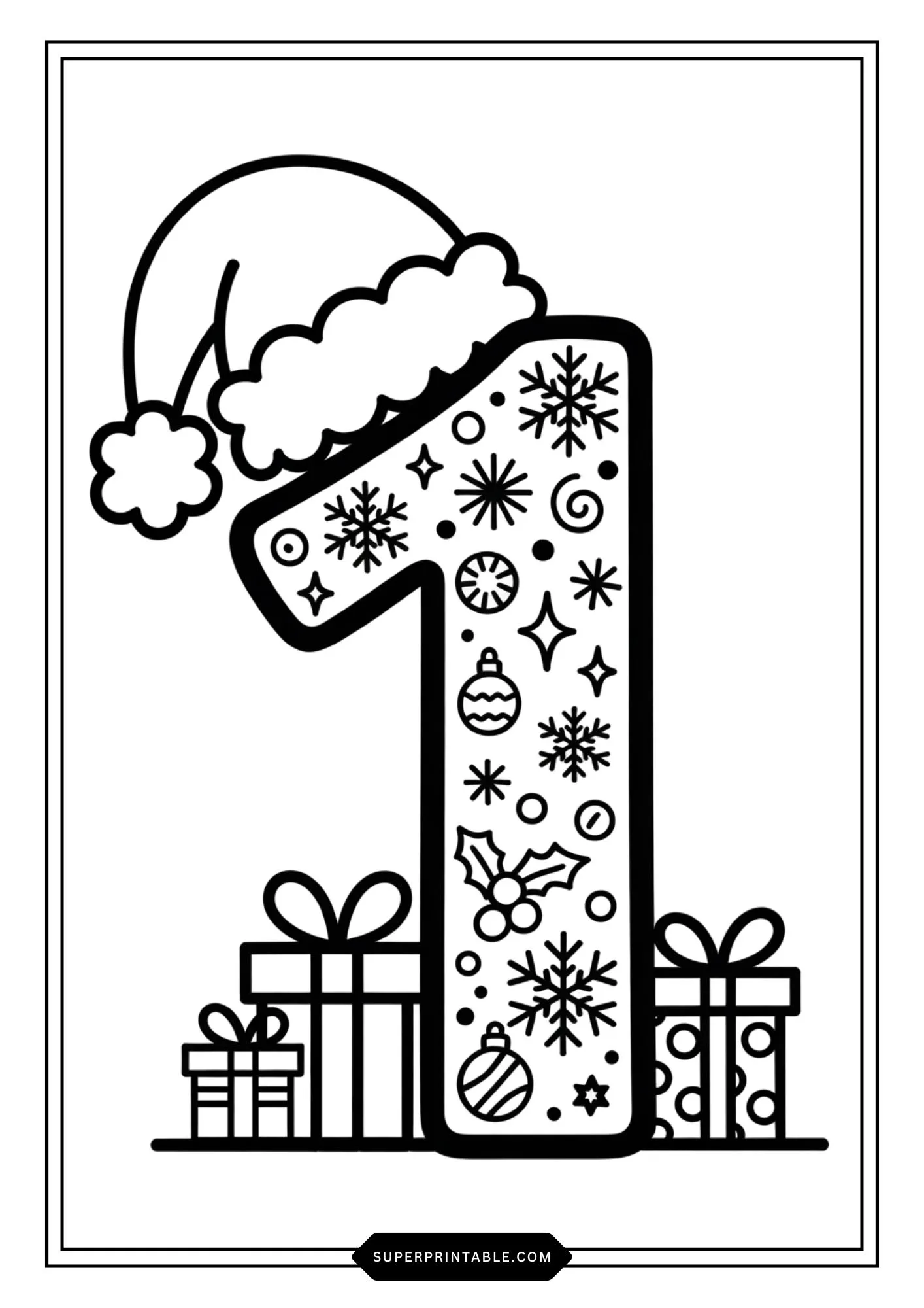 Christmas Gift Numbers Coloring Pages For Kids 2