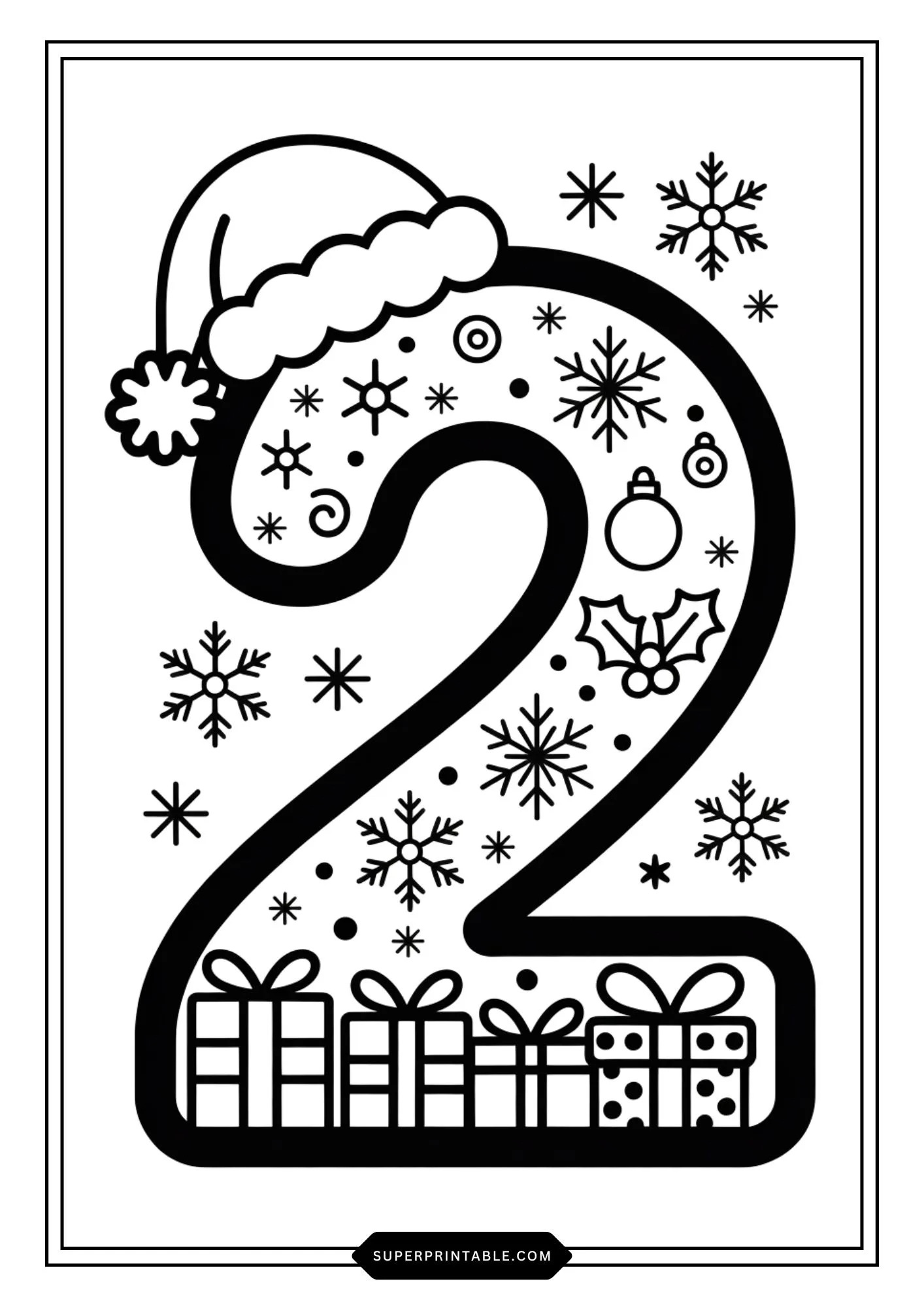 Christmas Gift Numbers Coloring Pages For Kids 3