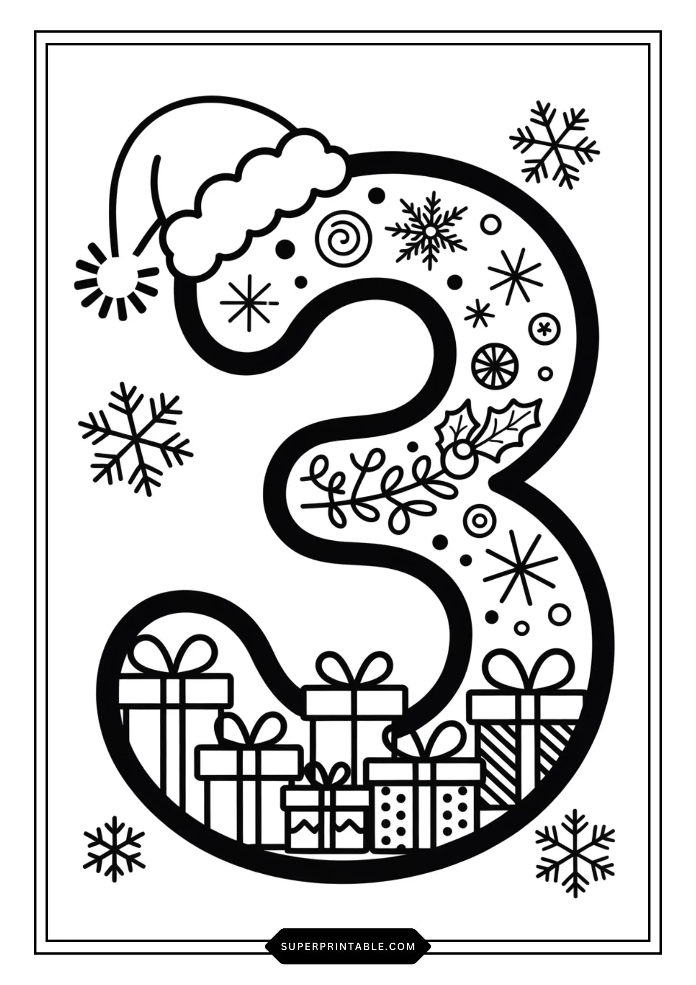 Christmas Gift Numbers Coloring Pages For Kids 4