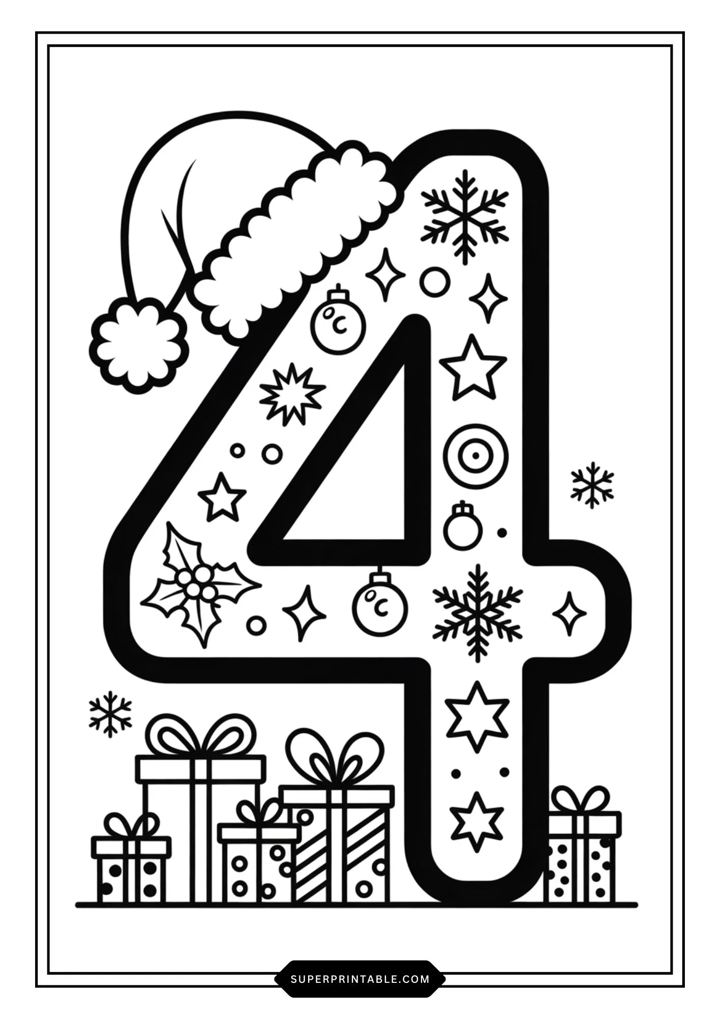 Christmas Gift Numbers Coloring Pages For Kids 5