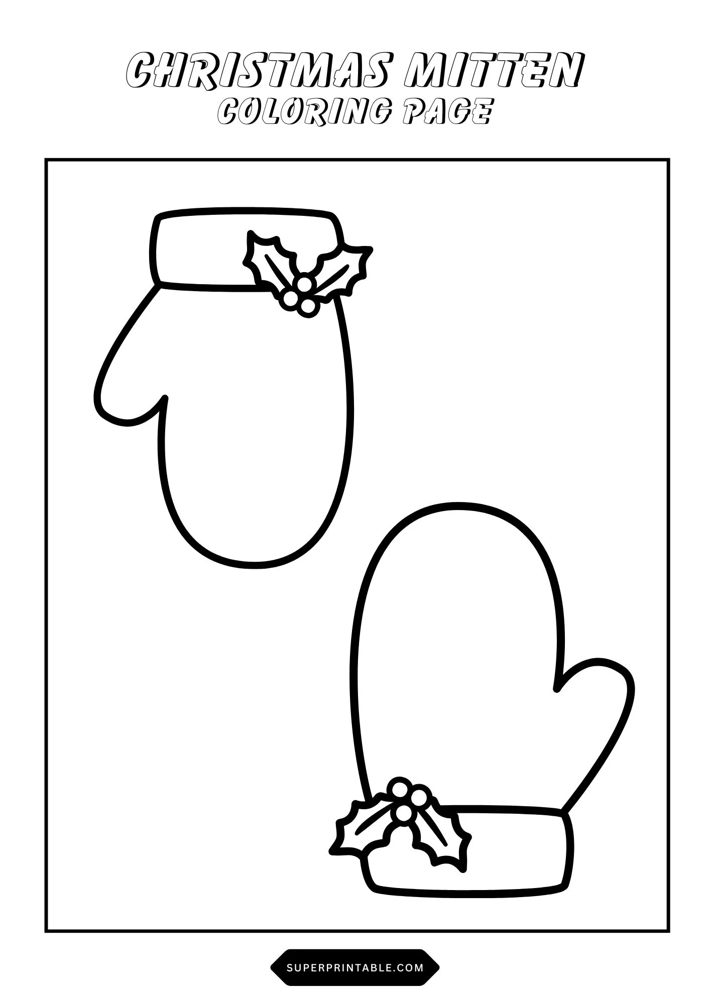 Christmas Mittens Coloring Pages 2
