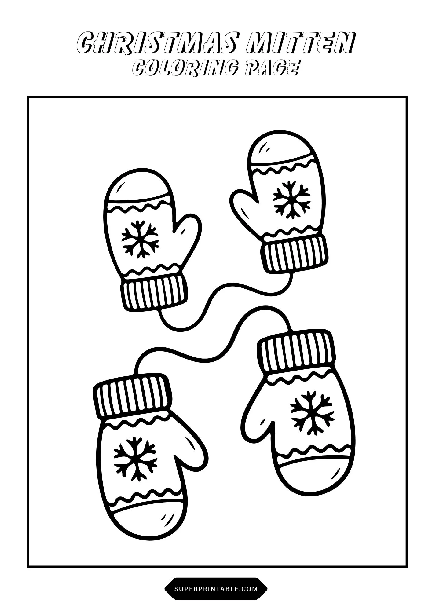 Christmas Mittens Coloring Pages 4