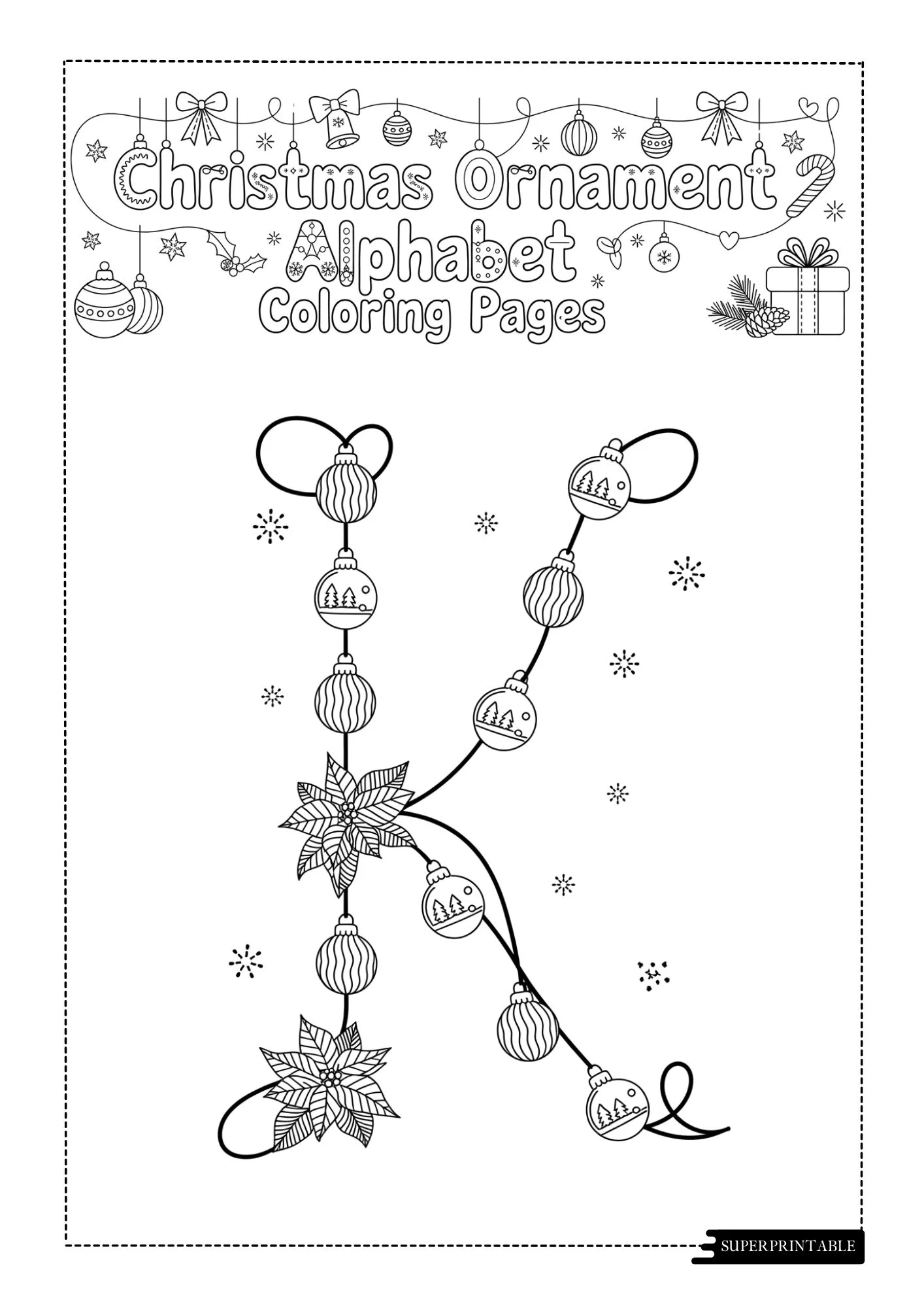 Christmas Ornament Alphabet Coloring Pages 11