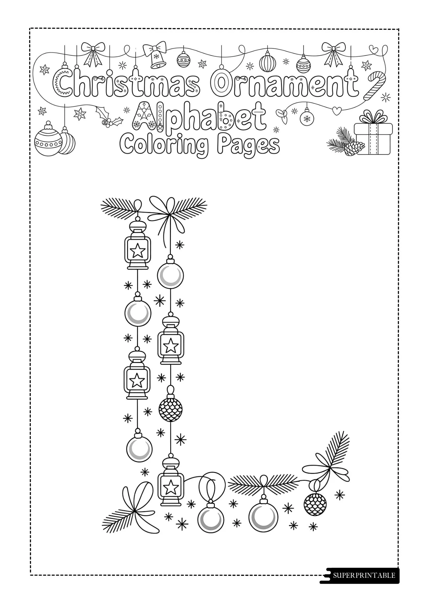 Christmas Ornament Alphabet Coloring Pages 12