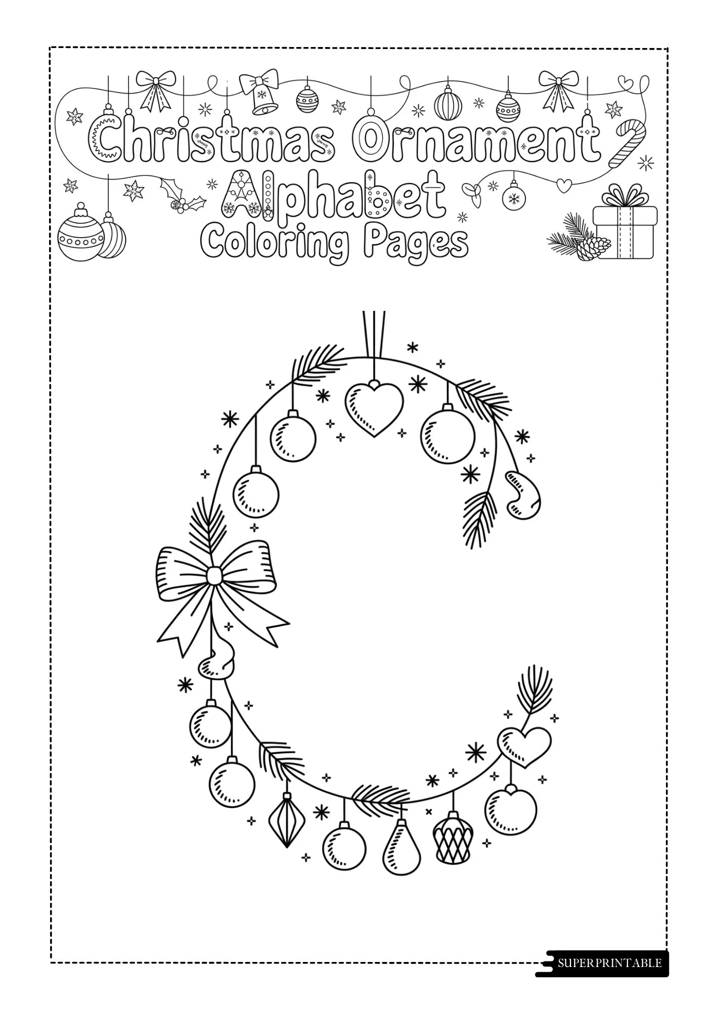 Christmas Ornament Alphabet Coloring Pages 3