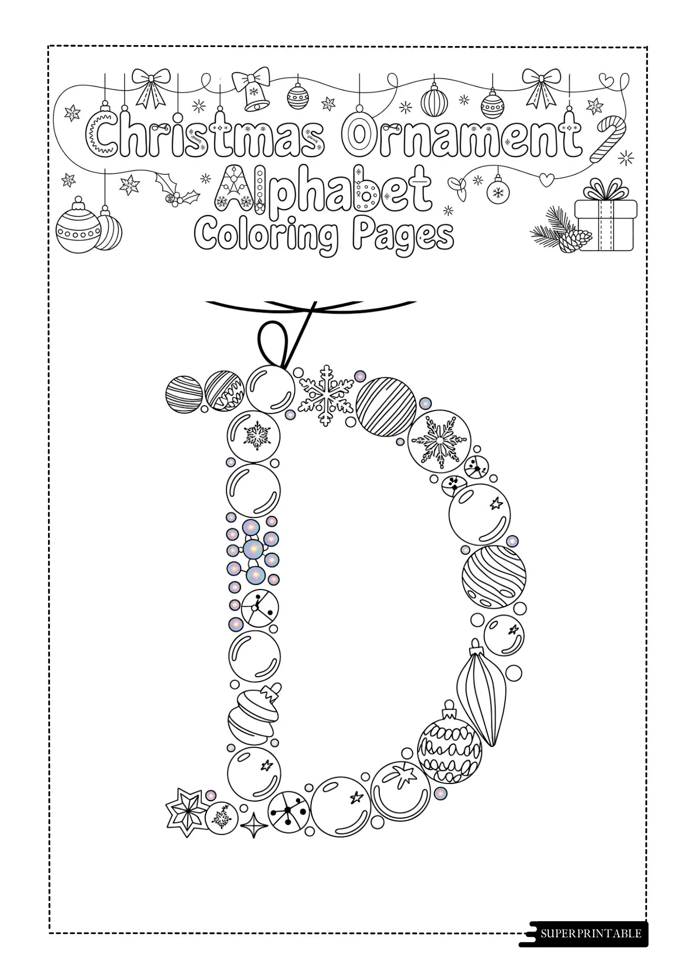 Christmas Ornament Alphabet Coloring Pages 4