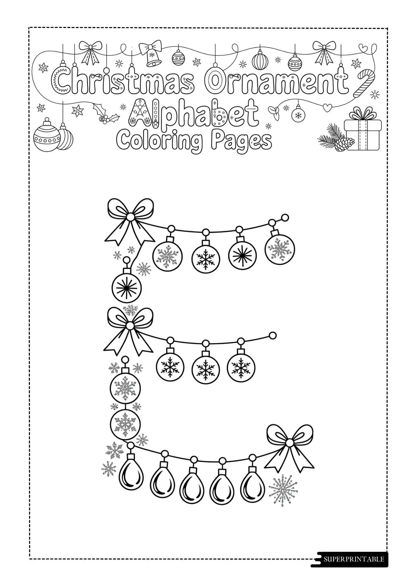 Christmas Ornament Alphabet Coloring Pages 5