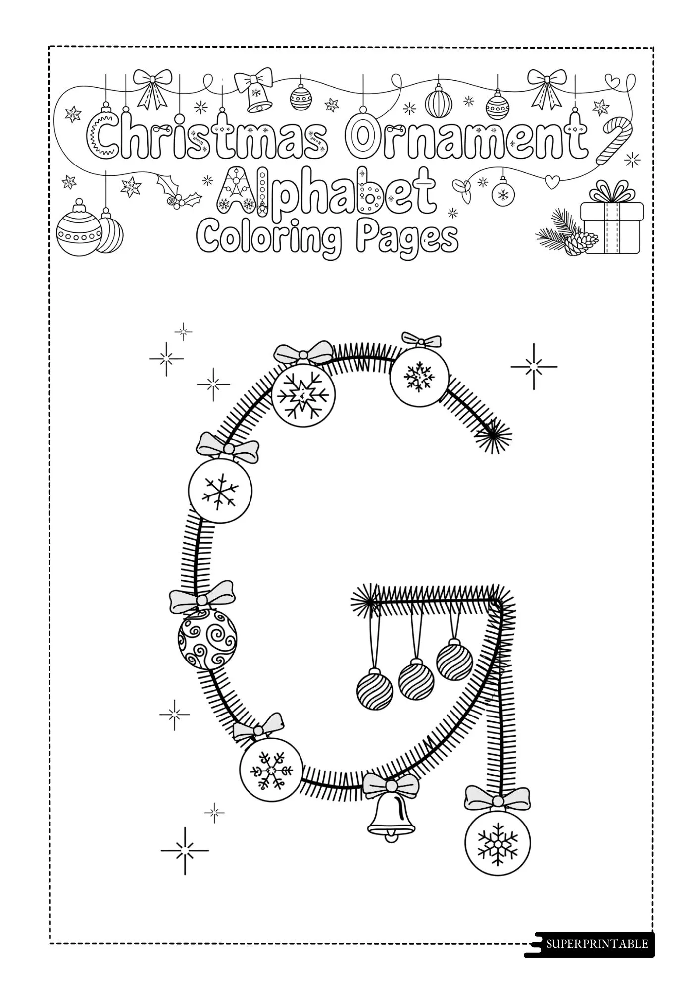 Christmas Ornament Alphabet Coloring Pages 7