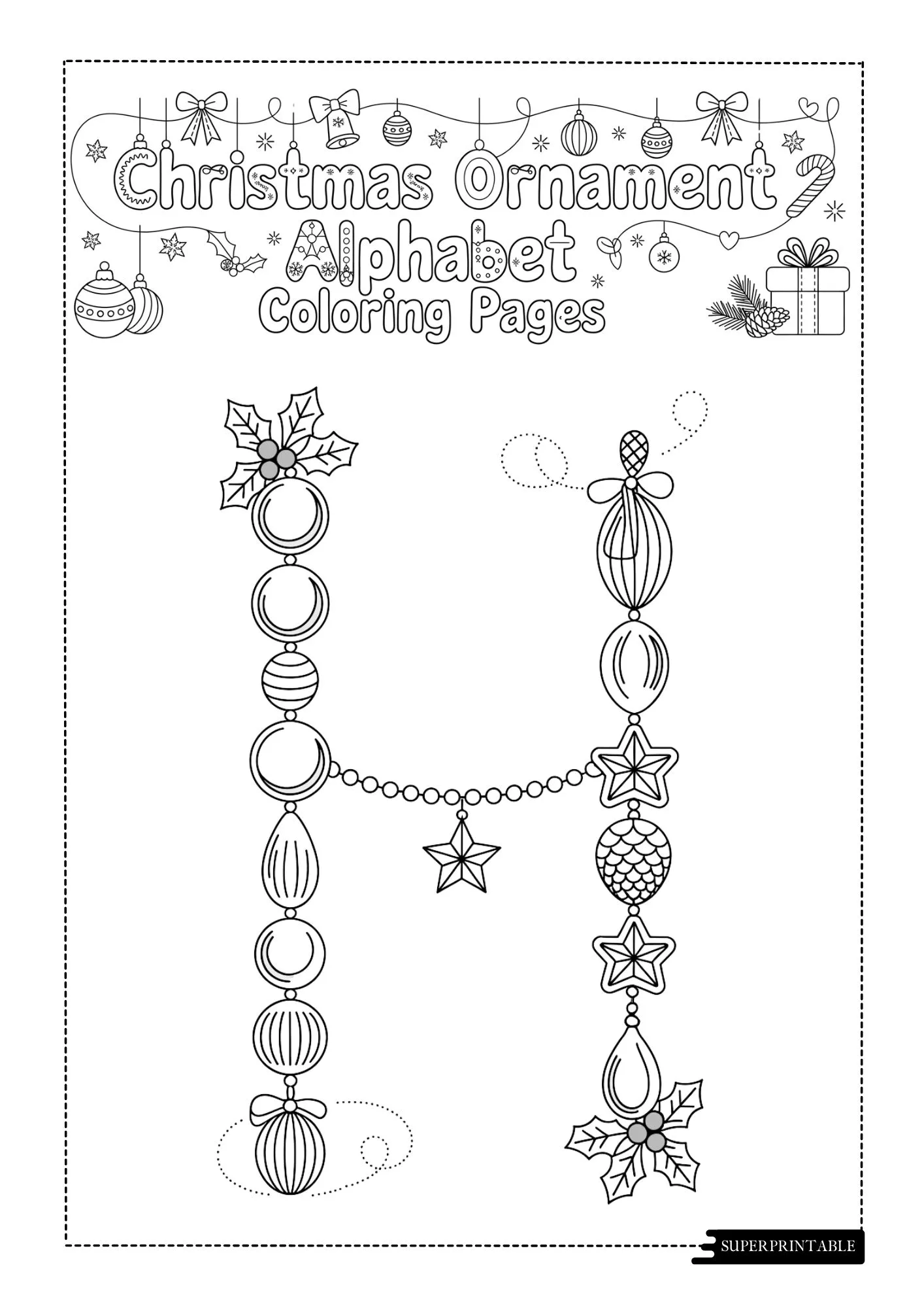 Christmas Ornament Alphabet Coloring Pages 8
