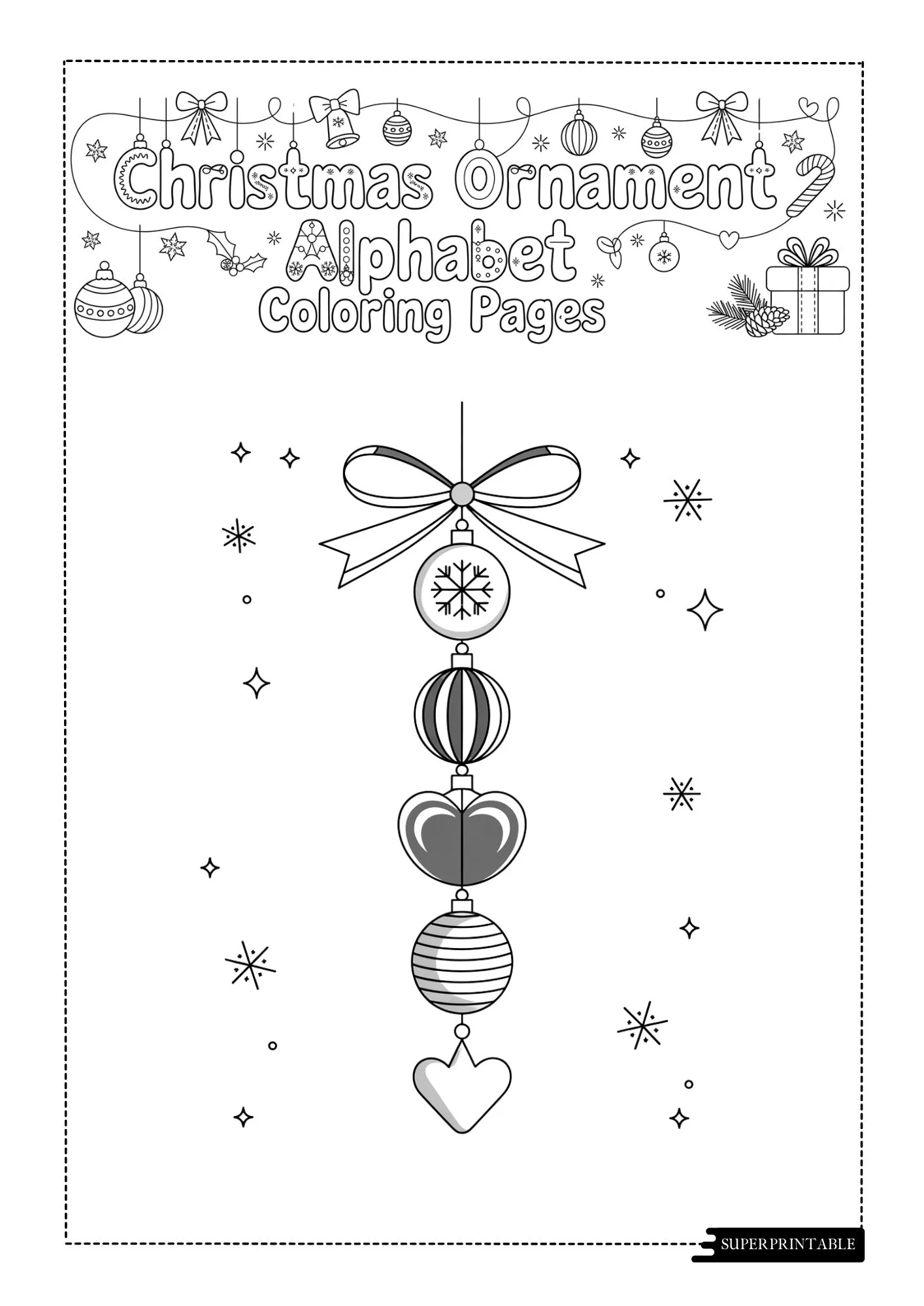 Christmas Ornament Alphabet Coloring Pages 9