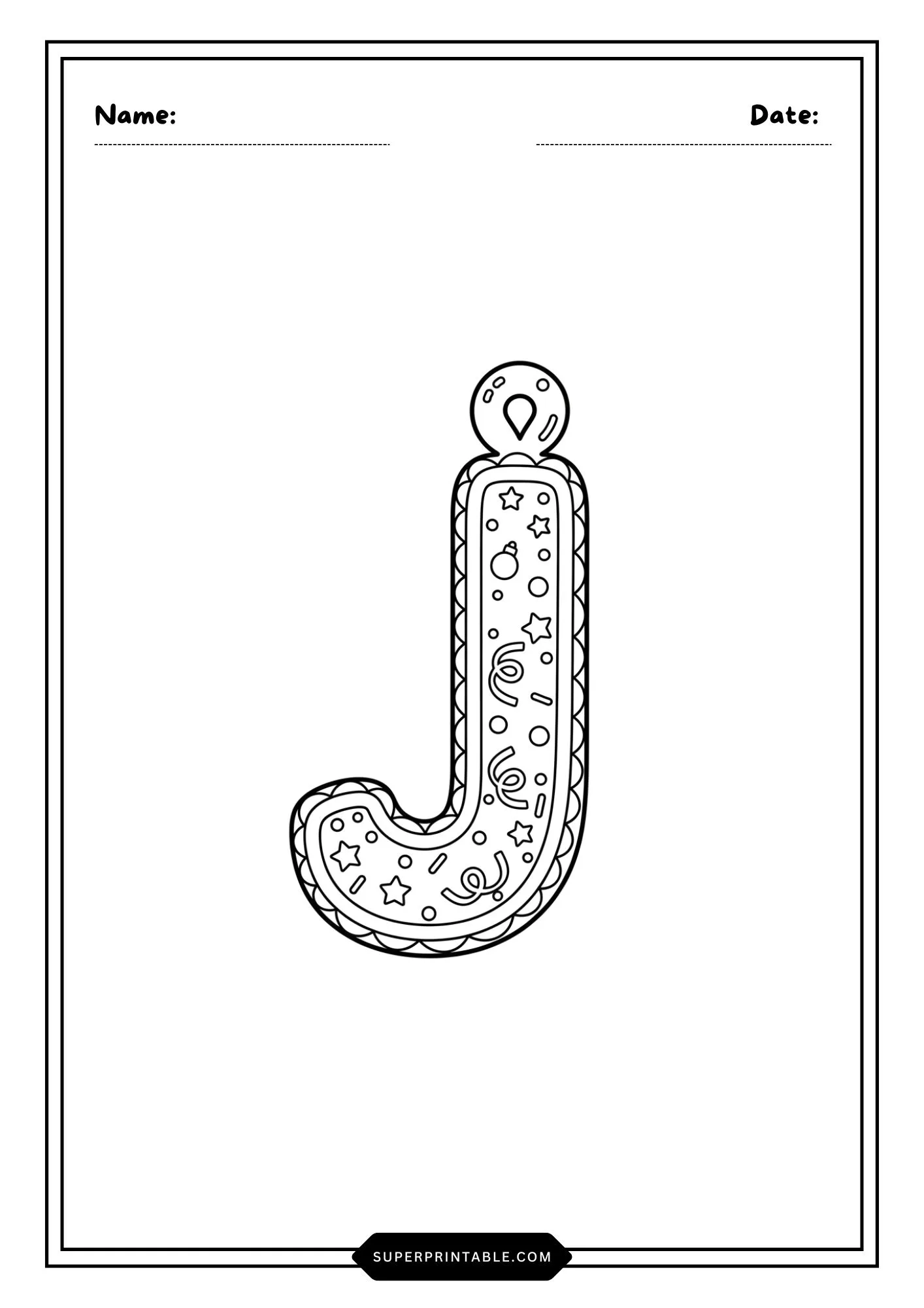 Christmas Ornament Lowercase Alphabet Coloring Pages 10