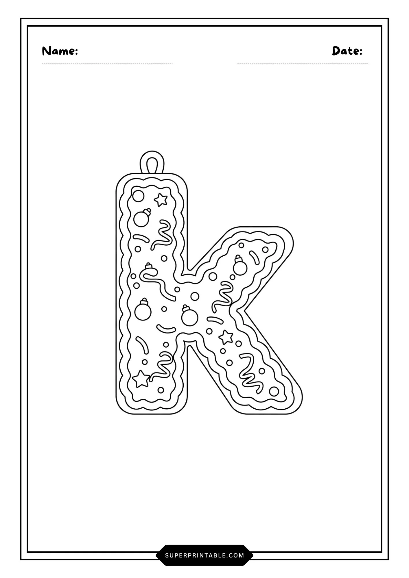 Christmas Ornament Lowercase Alphabet Coloring Pages 11