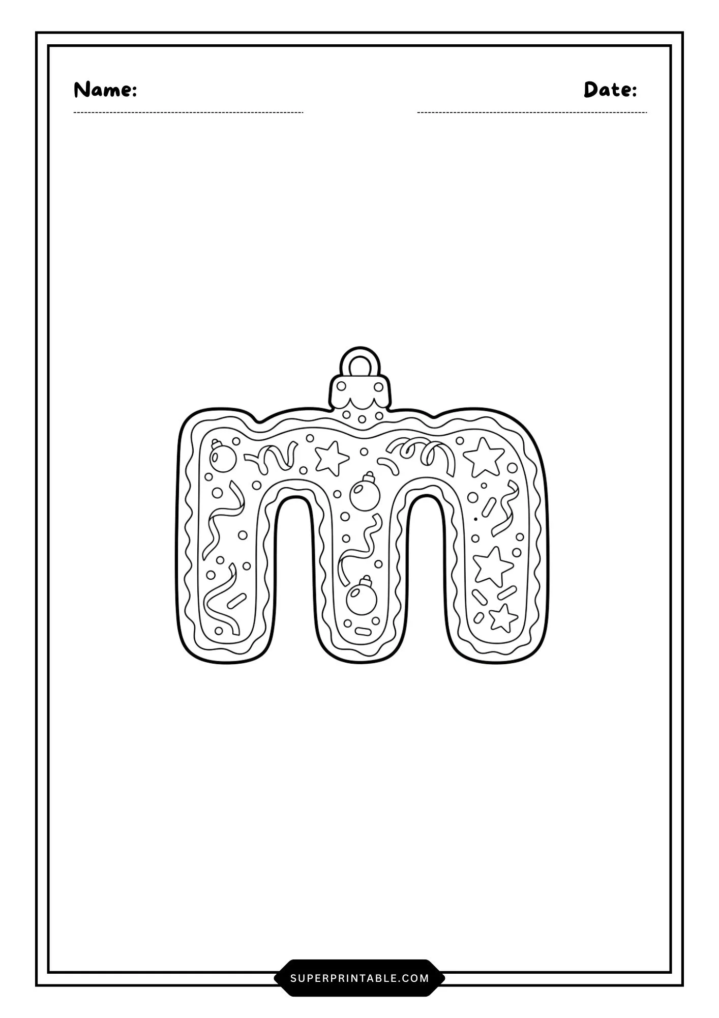 Christmas Ornament Lowercase Alphabet Coloring Pages 13