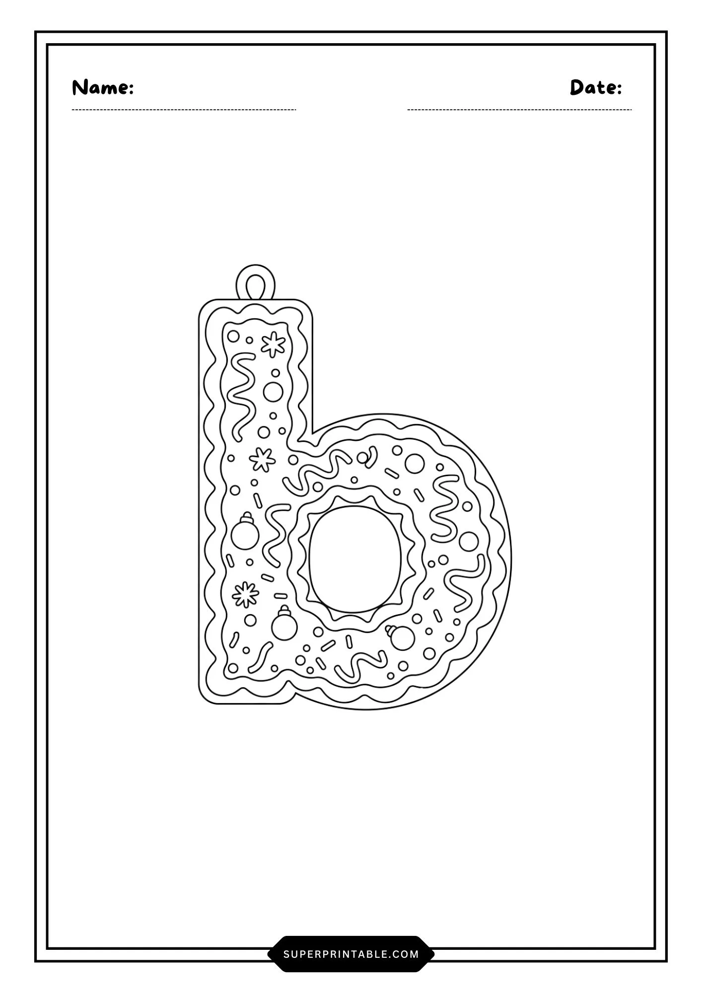 Christmas Ornament Lowercase Alphabet Coloring Pages 2