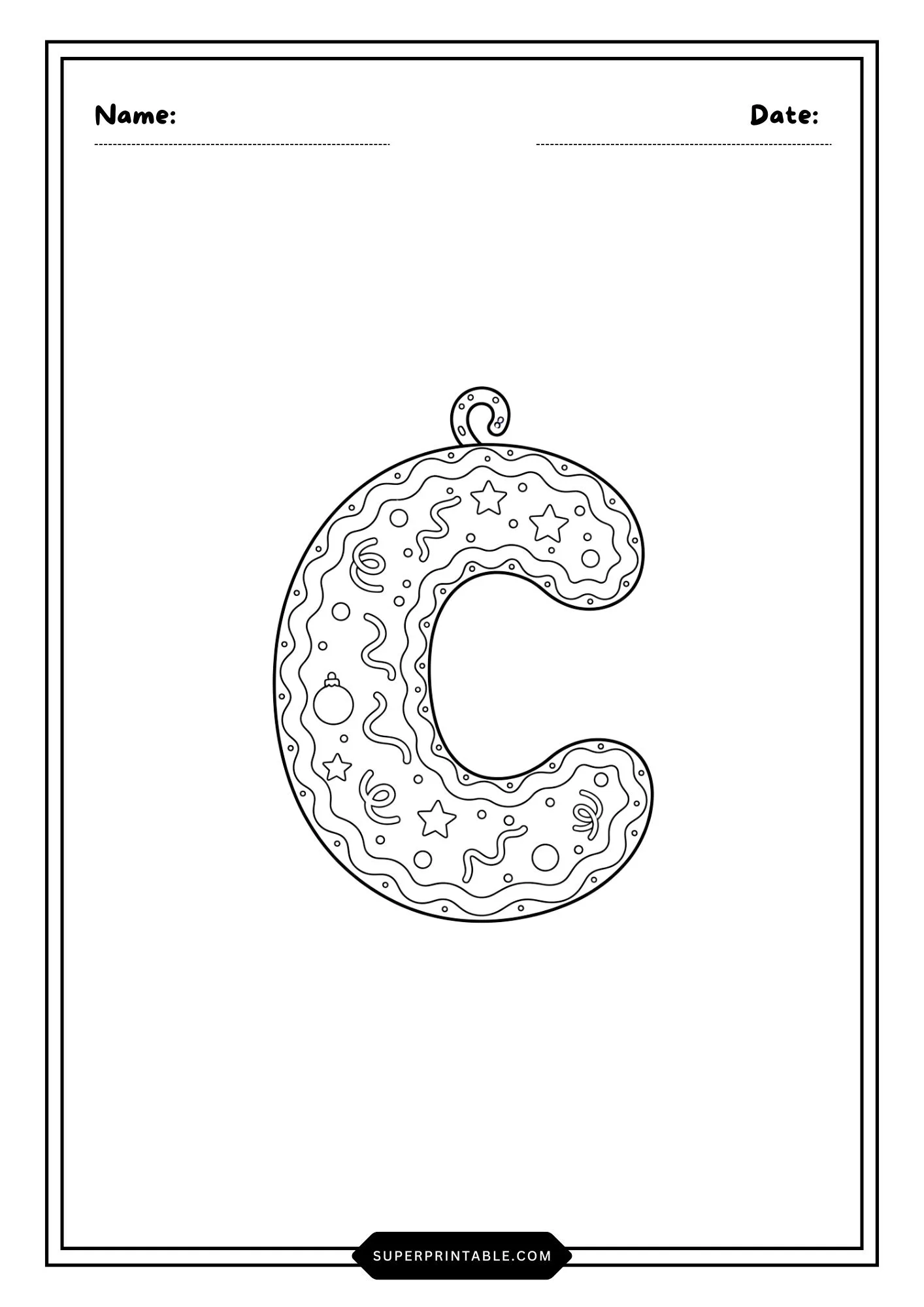 Christmas Ornament Lowercase Alphabet Coloring Pages 3