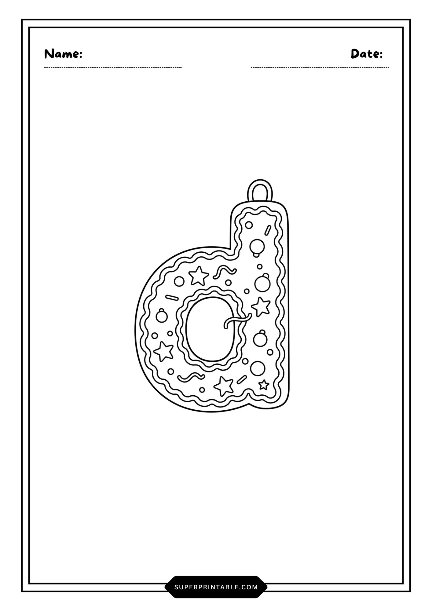 Christmas Ornament Lowercase Alphabet Coloring Pages 4