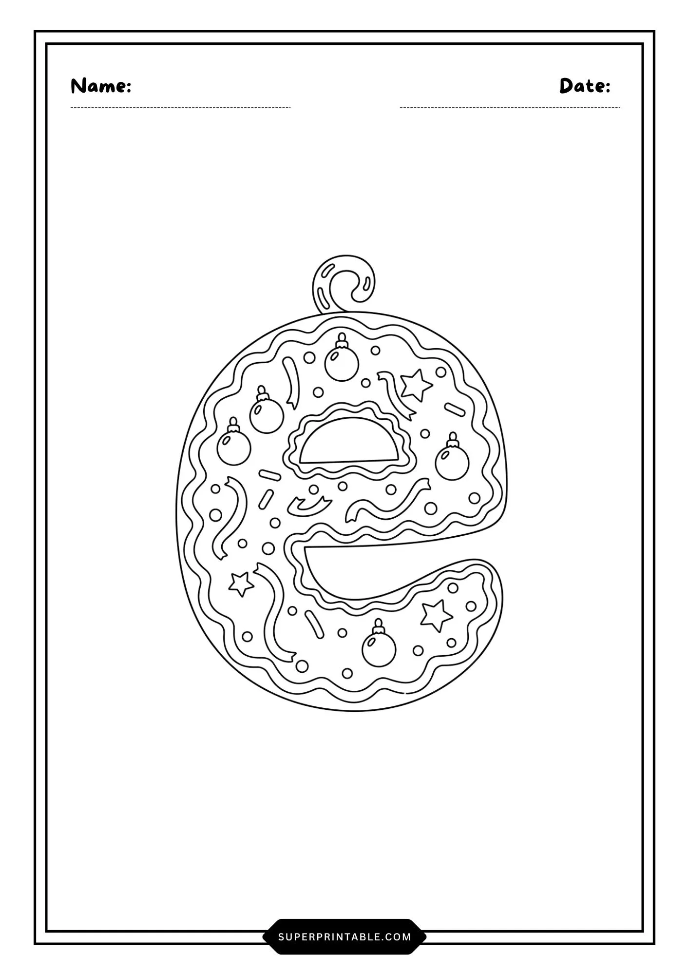 Christmas Ornament Lowercase Alphabet Coloring Pages 5