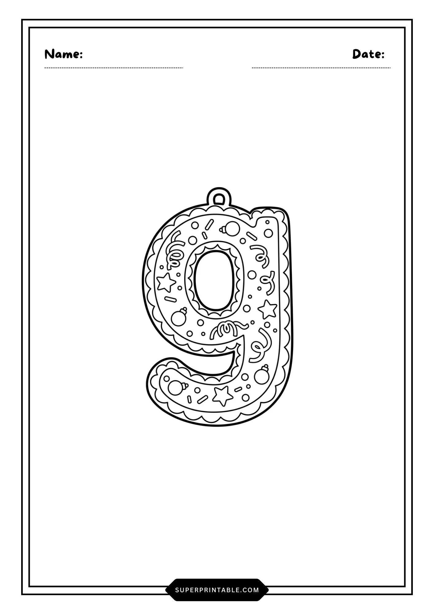 Christmas Ornament Lowercase Alphabet Coloring Pages 7