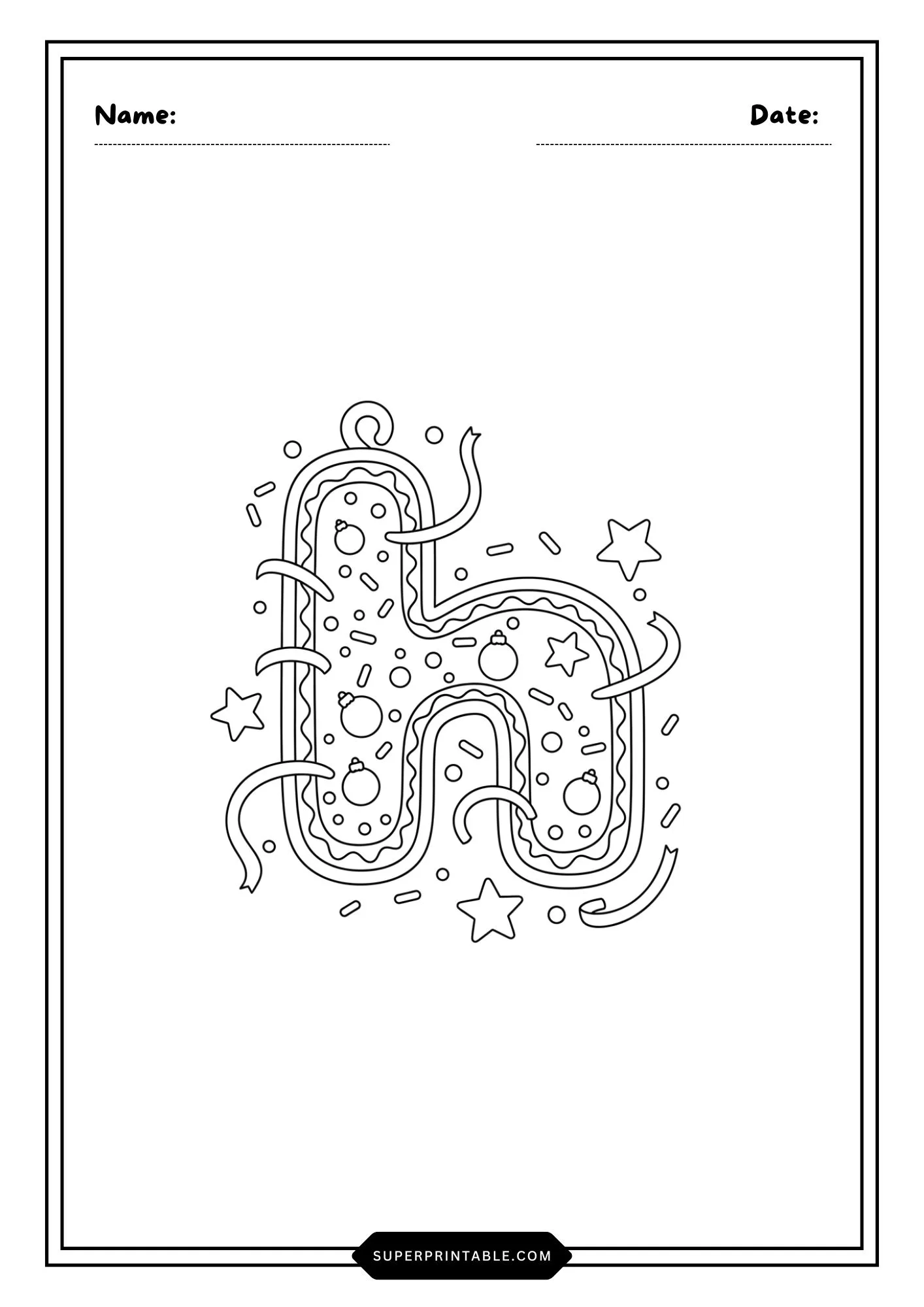 Christmas Ornament Lowercase Alphabet Coloring Pages 8