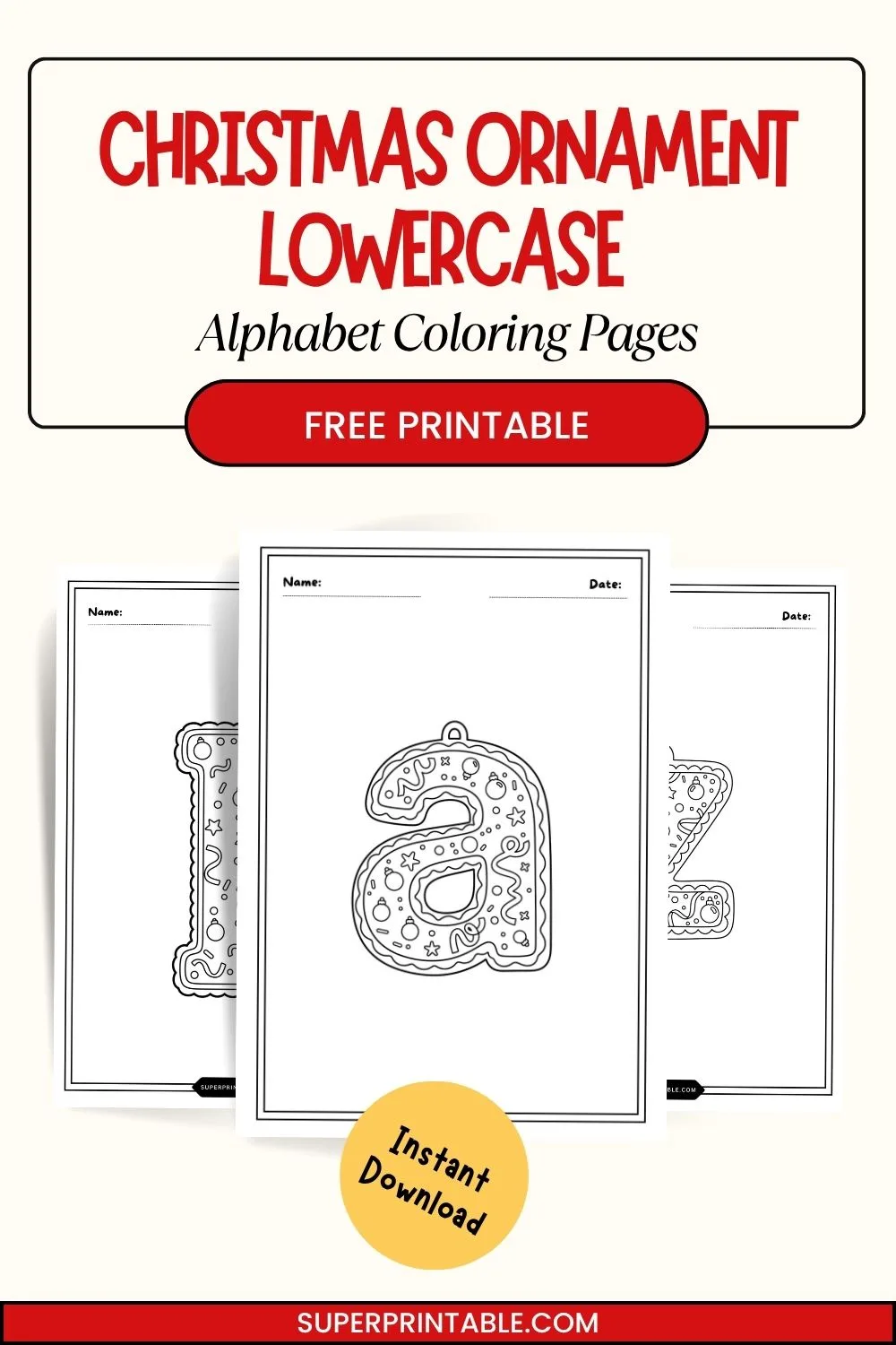 Christmas Ornament Lowercase Alphabet Coloring Pages Pinterest Image