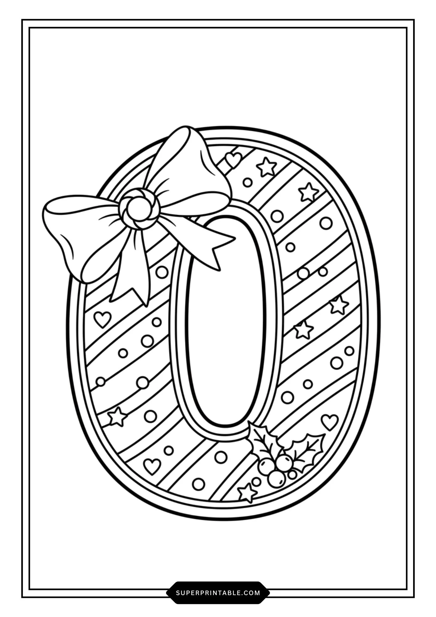 Christmas Peppermint Bow Numbers Coloring Pages 1