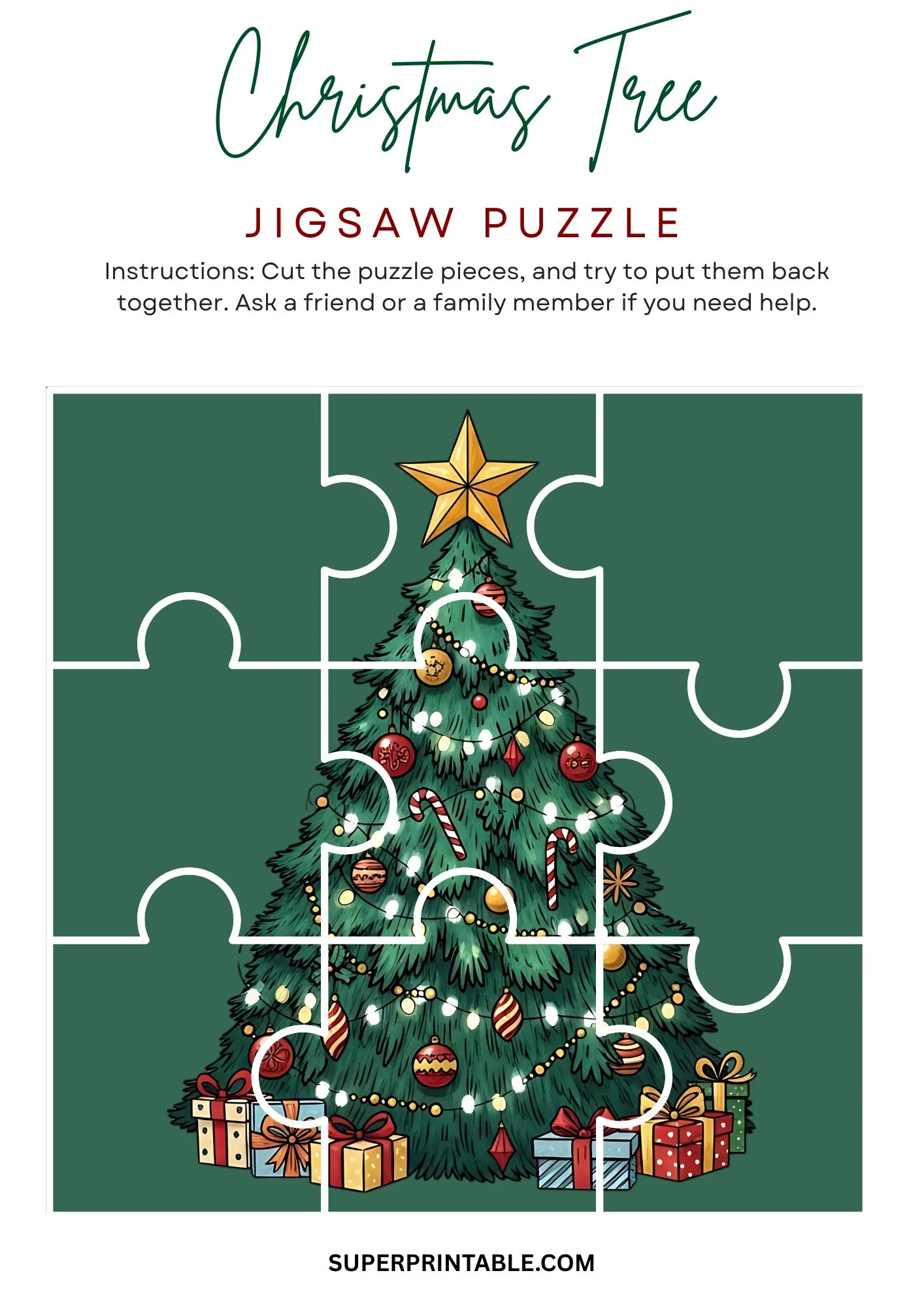 Christmas Tree Jigsaw Puzzle Activity 1