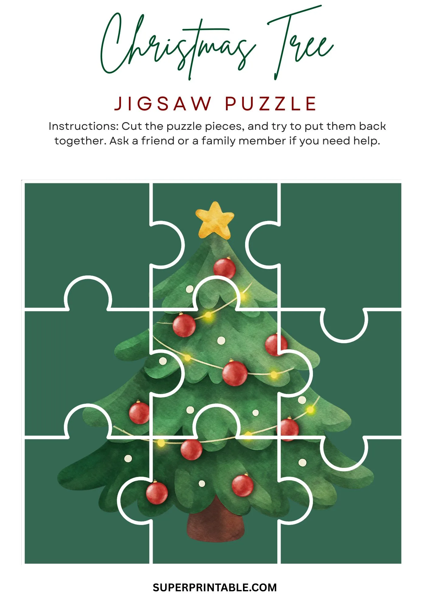 Christmas Tree Jigsaw Puzzle Activity 2