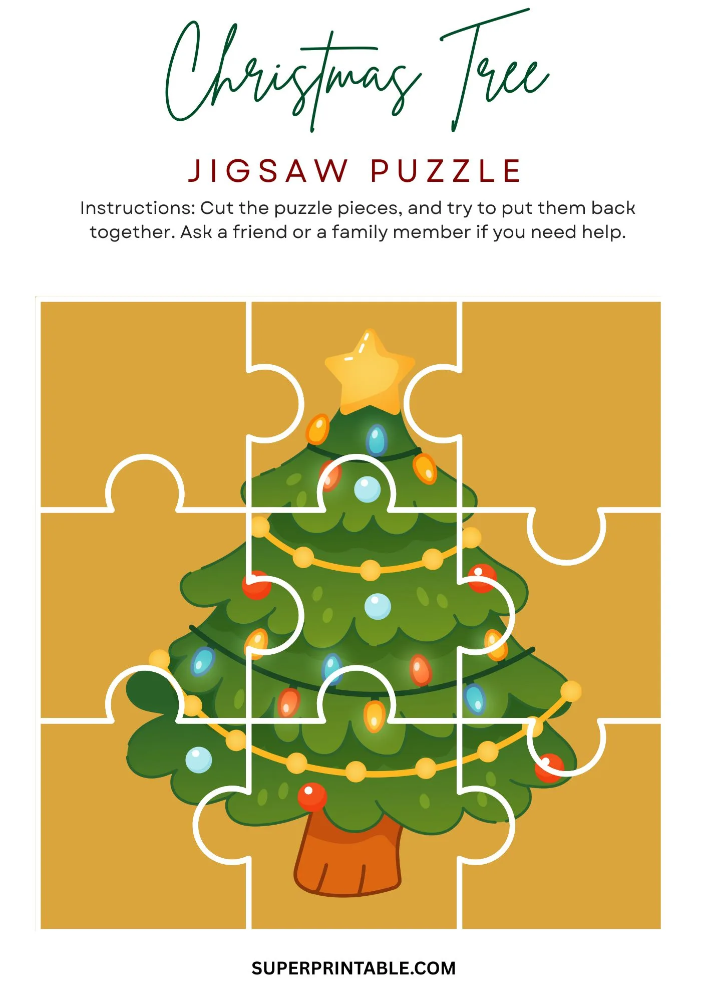 Christmas Tree Jigsaw Puzzle Activity 8