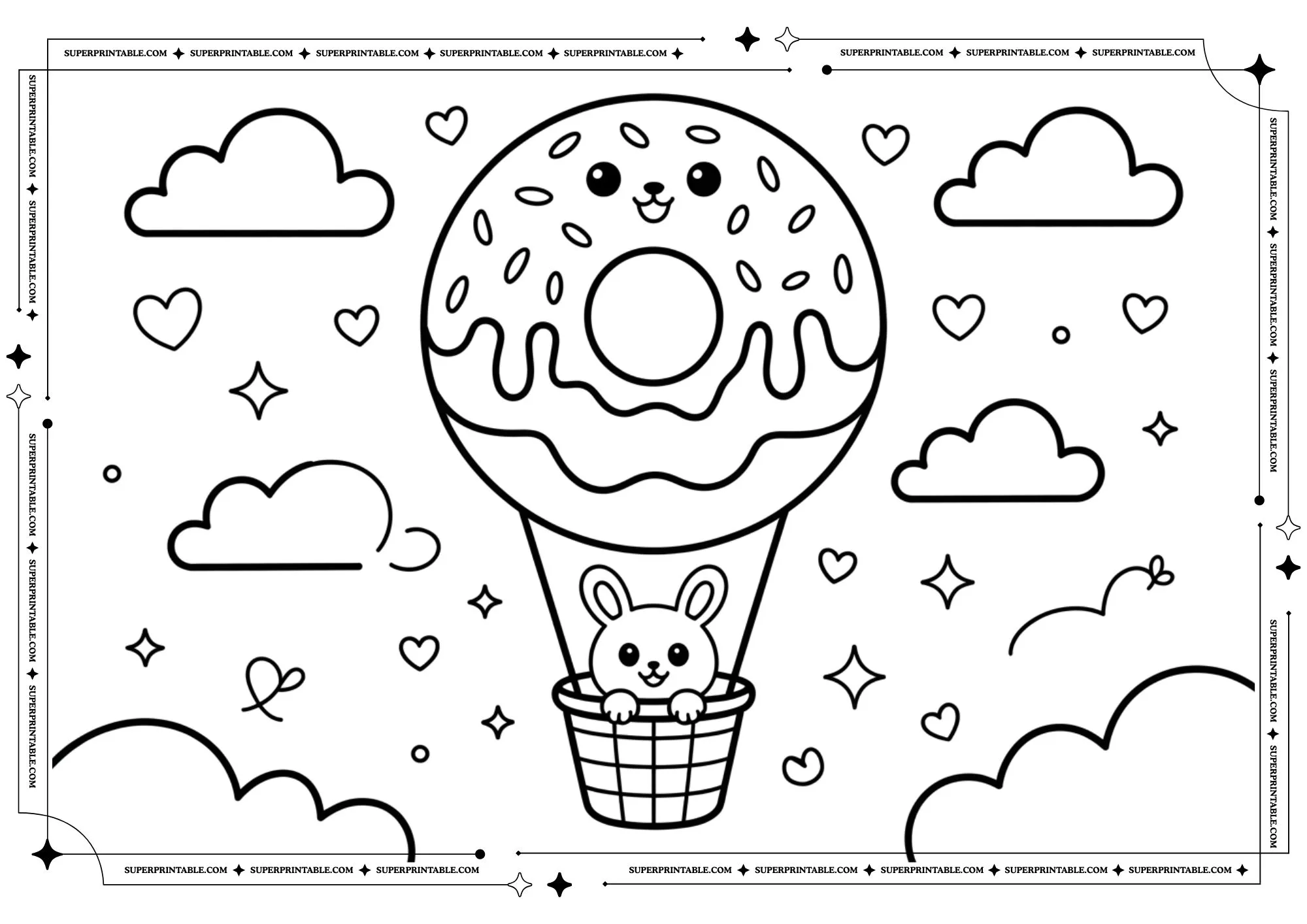 Cute Donuts Coloring Pages 2