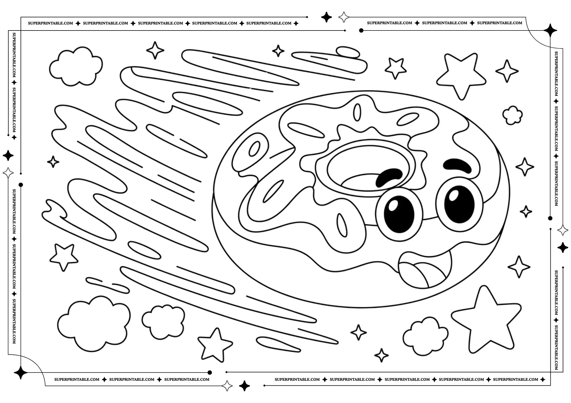 Cute Donuts Coloring Pages 5