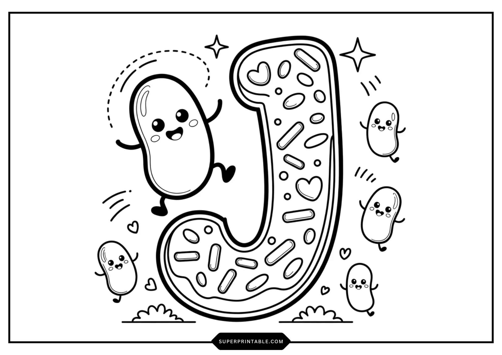 Cute Funny Food Alphabet Coloring Pages 10