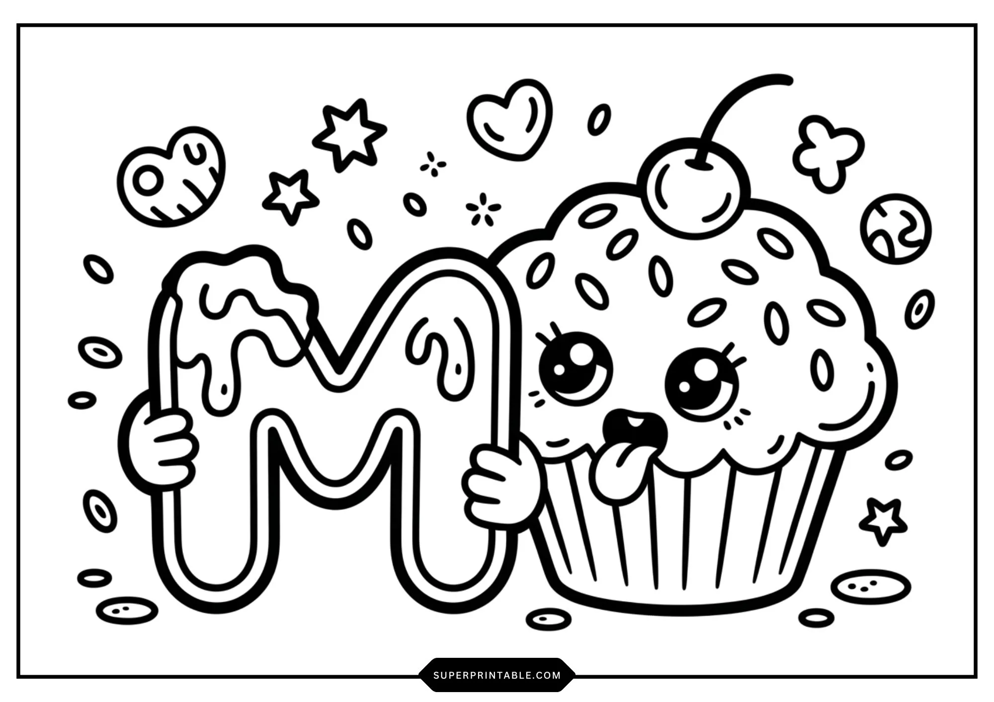 Cute Funny Food Alphabet Coloring Pages 13