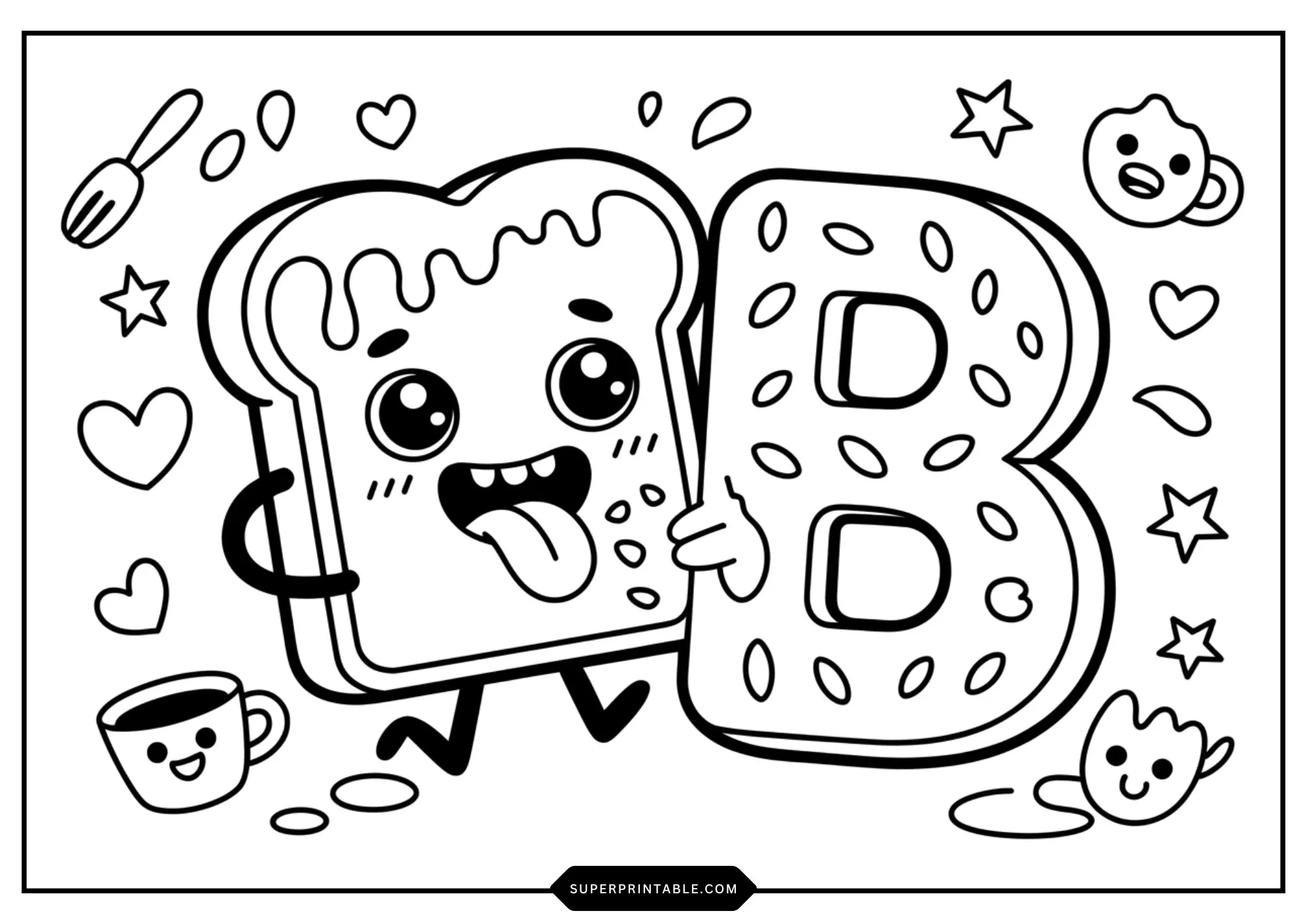 Cute Funny Food Alphabet Coloring Pages 2