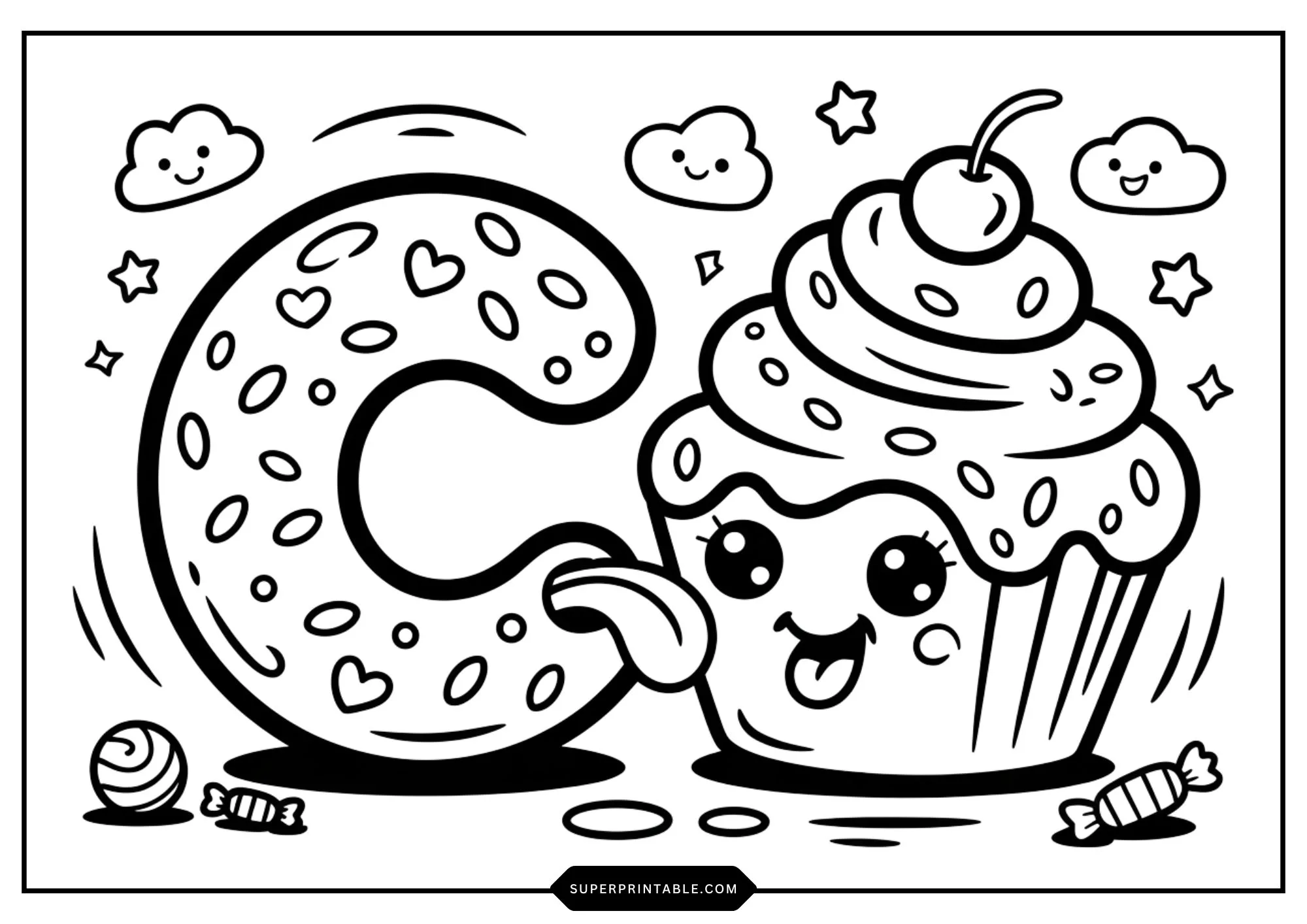 Cute Funny Food Alphabet Coloring Pages 3