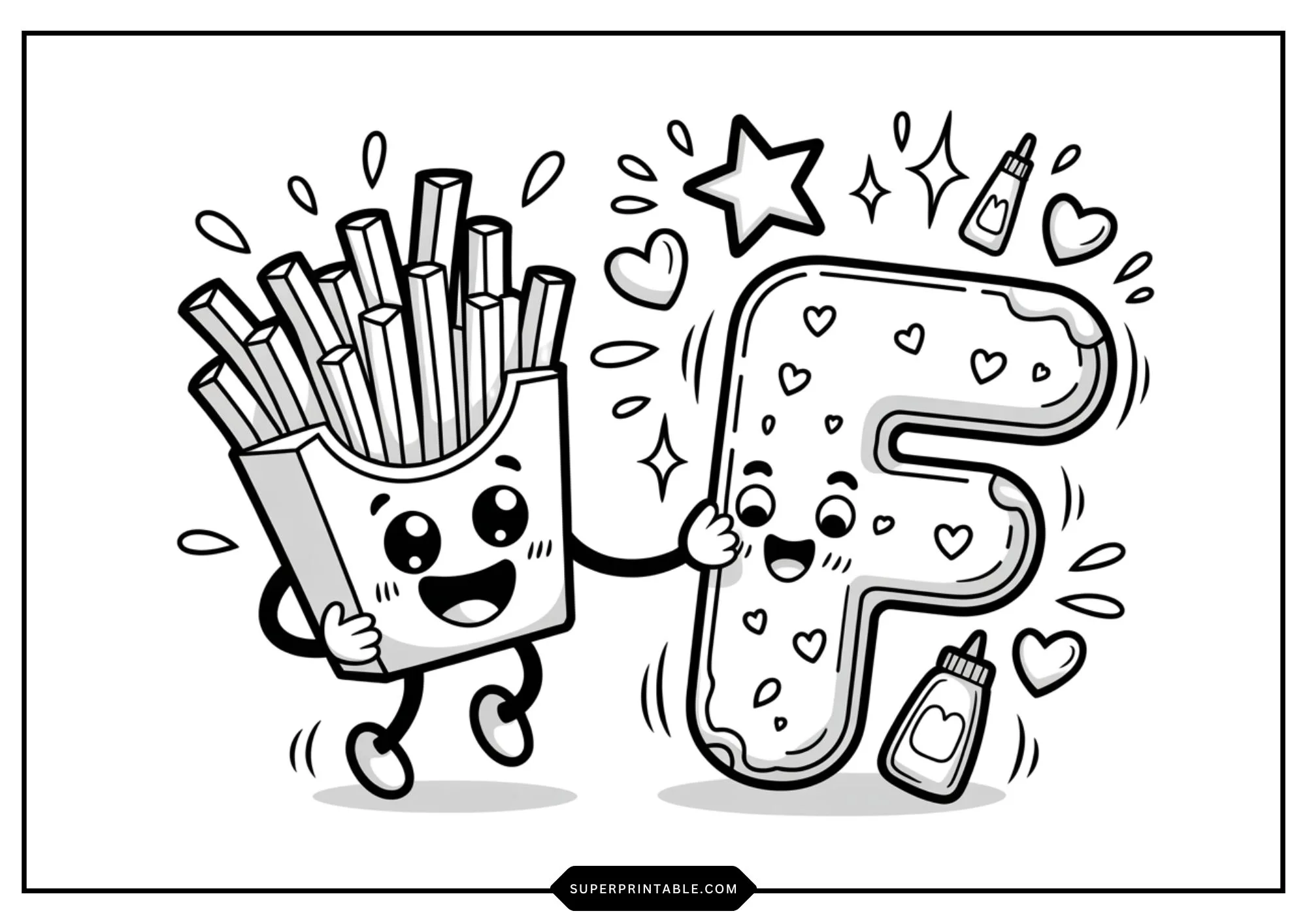 Cute Funny Food Alphabet Coloring Pages 6