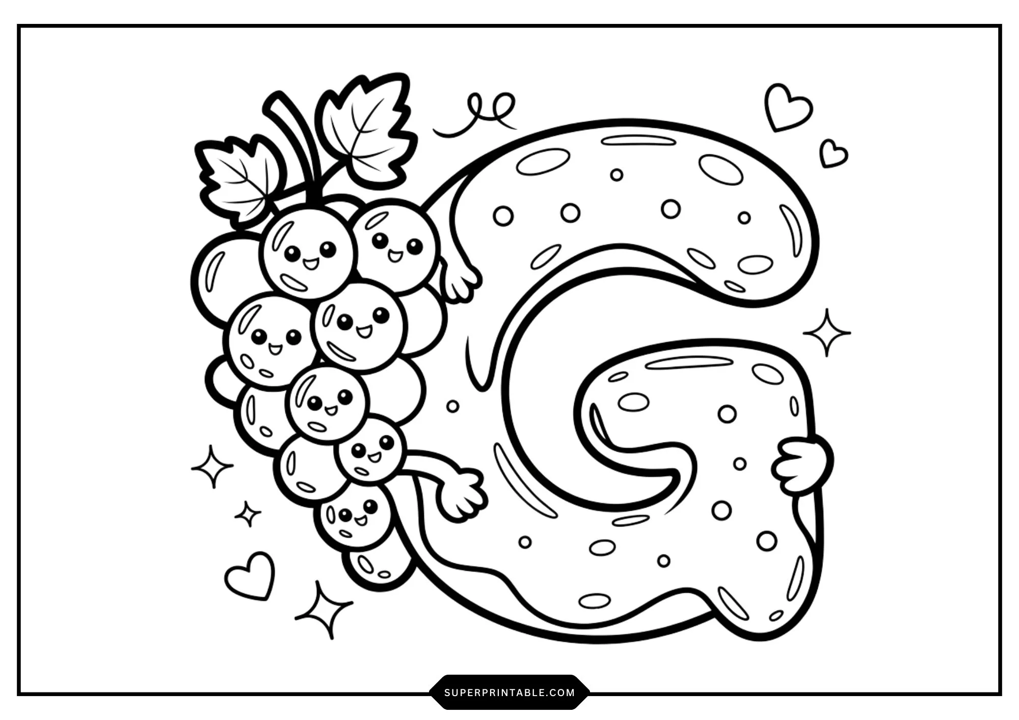 Cute Funny Food Alphabet Coloring Pages 7