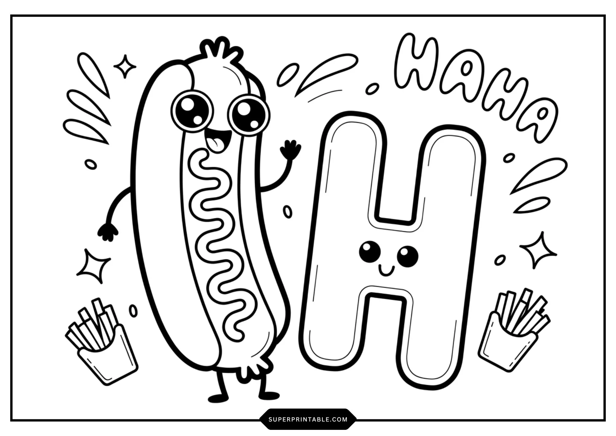 Cute Funny Food Alphabet Coloring Pages 8